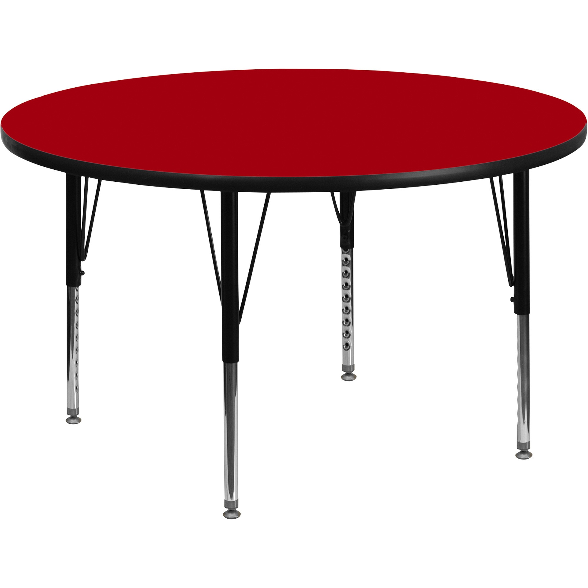 Flash Furniture Mobile Round Activity Table with Height-Adjustable Legs and Locking Casters â Red, 42Inch W x 42Inch D x 16.125â21.125Inch H, Mode