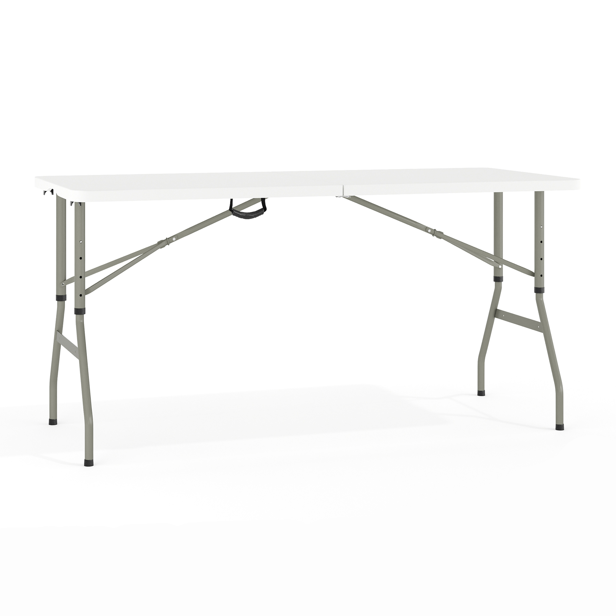 Flash Furniture Rectangular Plastic Height Adjustable Bi-Fold Table — Granite White, 60Inch L x 27 1/4Inch W x 28-34Inch H, Model RB3050FHADJ -  RB-3050FH-ADJ-GG