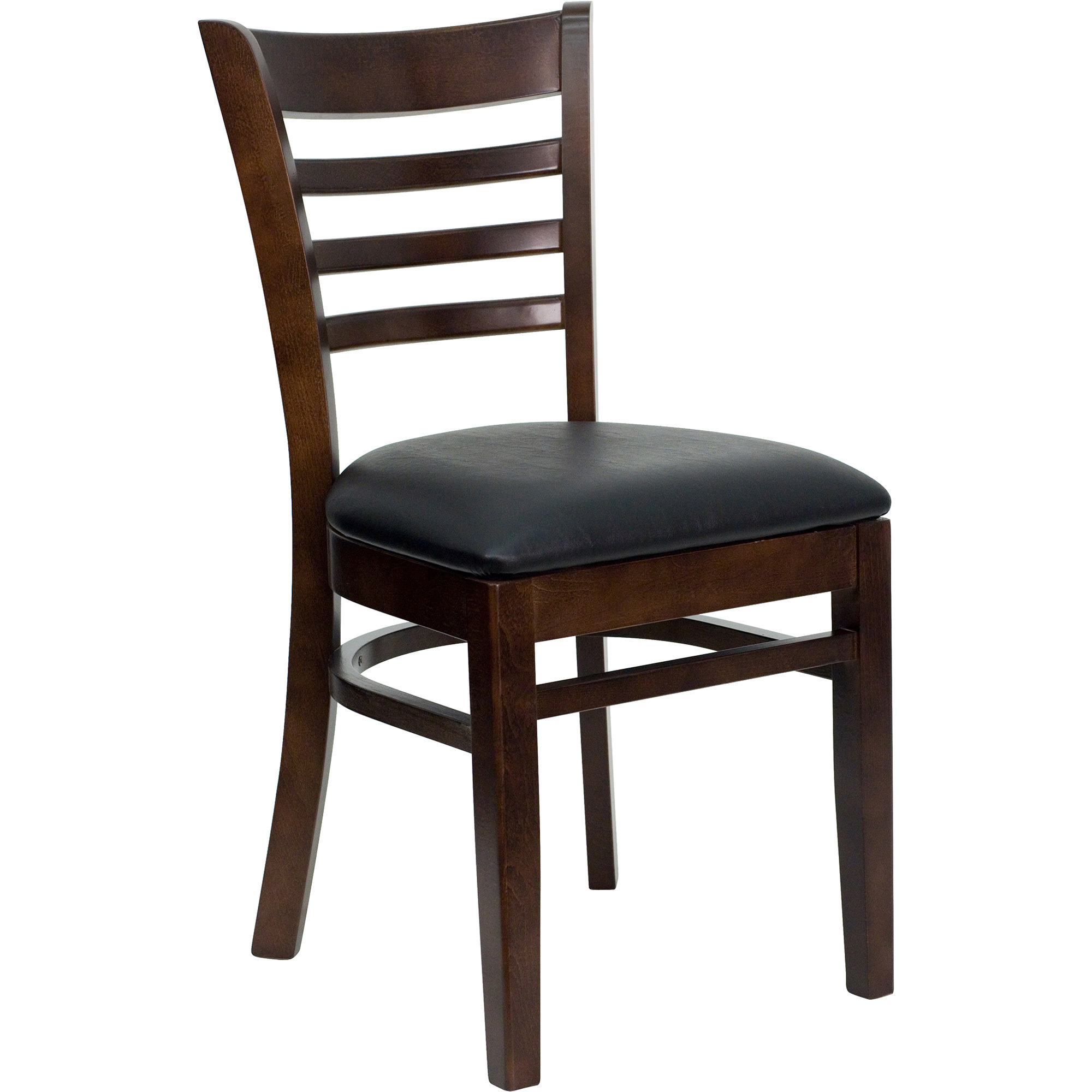 Flash Furniture Wood Chair with Padded Seat/Ladder Back — Walnut Finish/Black Vinyl, 800-Lb. Capacity, 17 1/2Inch W x 20.Inch D x 33 3/4Inch H, Model -  XUDGW5LADWALBKV