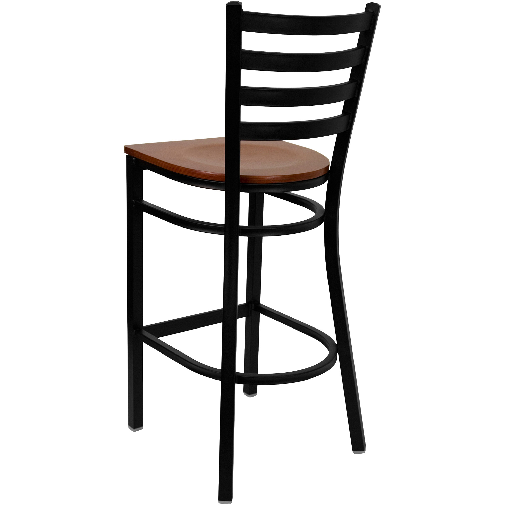Flash Furniture Metal Stool with Ladder Back/Padded Seat — Black Frame/Cherry Seat, 500-Lb. Capacity, 17Inch W x 18Inch D x 42 1/4Inch H, Model -  XUDG697BBARCHW