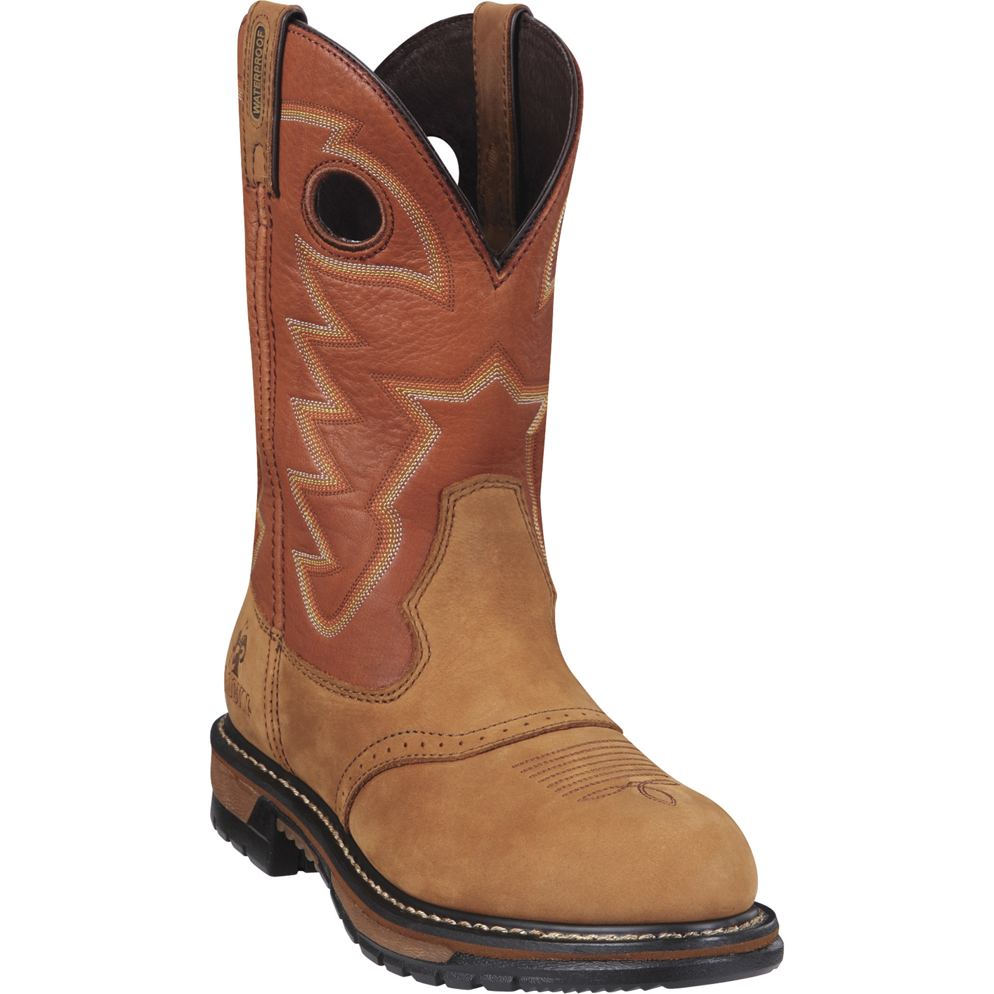 Rocky Men's 11in. Branson Saddle Roper Waterproof Western Boot - Brown, Size 12 Wide, Model# 2775 -  FQ0002775WI120