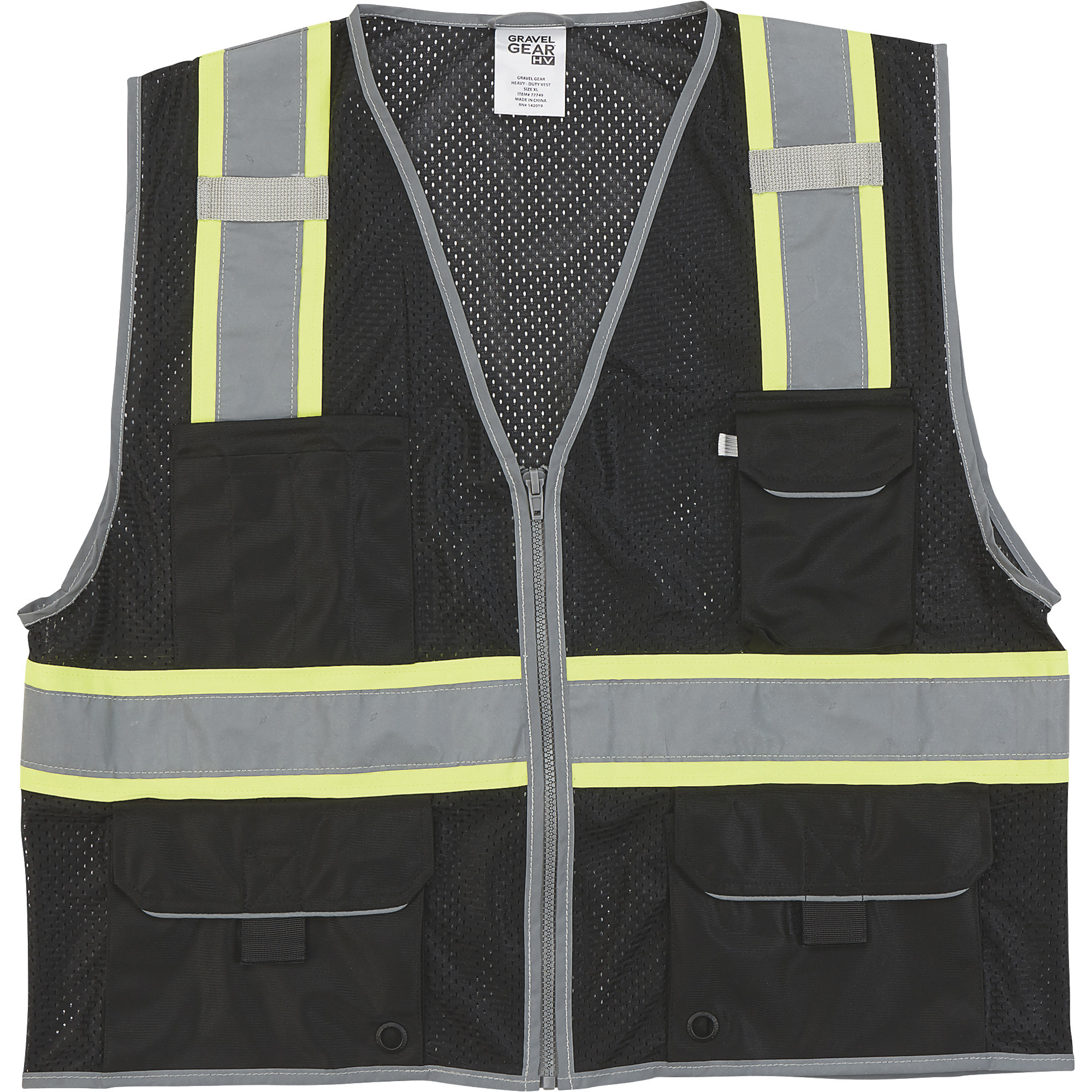 Gravel Gear Men's Men's Enhanced Visibility Mesh Utility Vest â Black, Large, Model 126GG-L