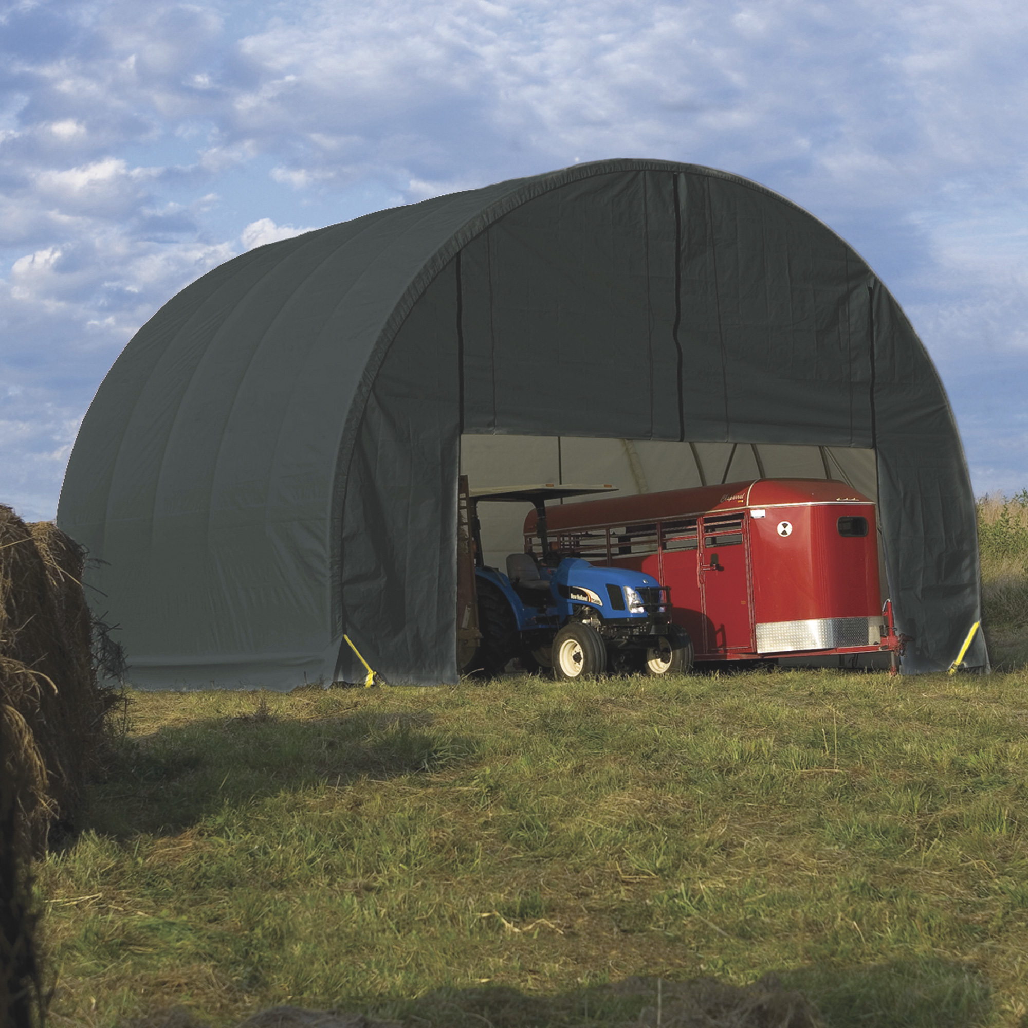 ShelterLogic ShelterTech Garage â Green, 80ft.L x 16ft.W x 10ft.H, Model PEBACA0204F01608010