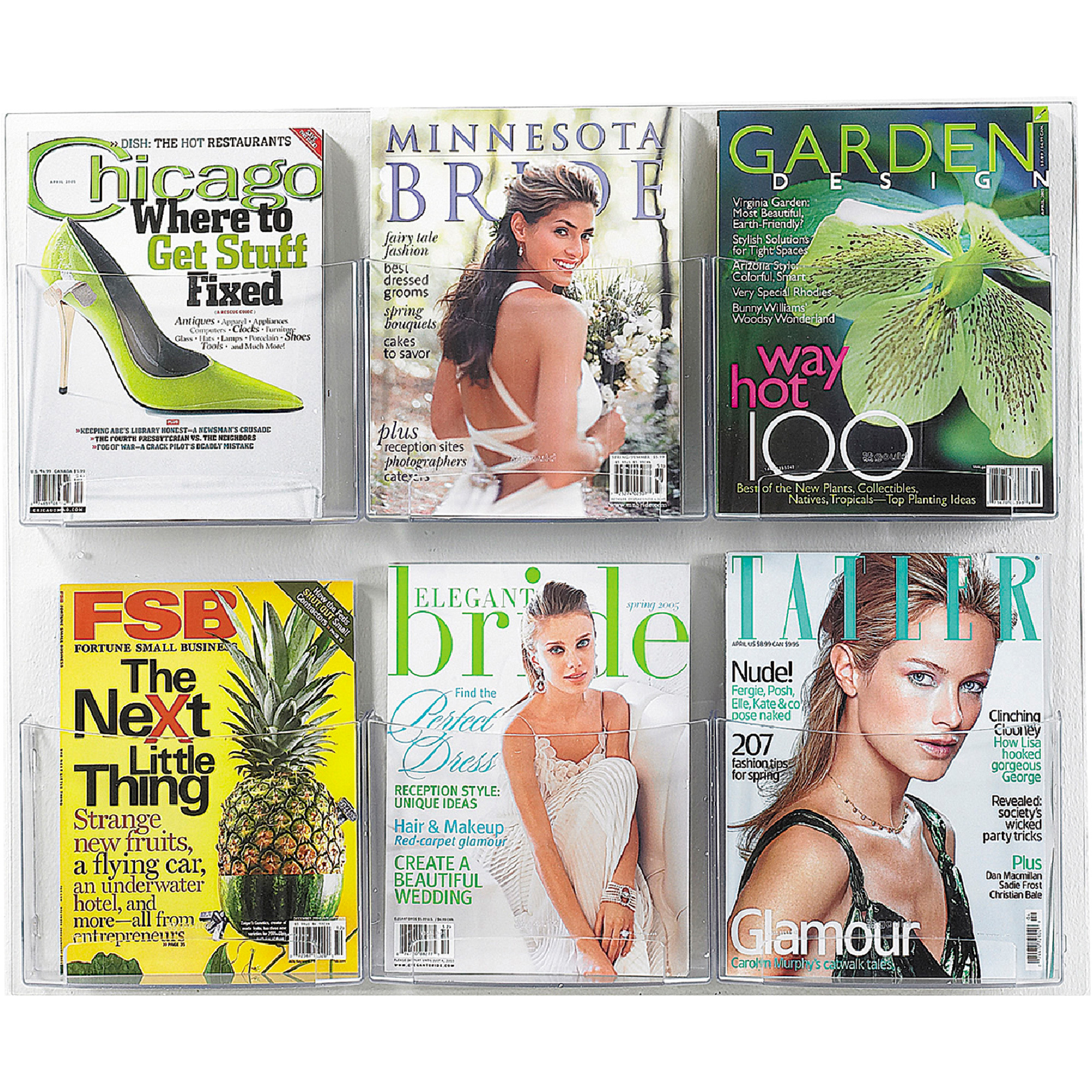 Clear2 6-Magazine Display — Clear, 28 3/4Inch W x 3Inch D x 23 1/2Inch H, Model - Safco 5667CL