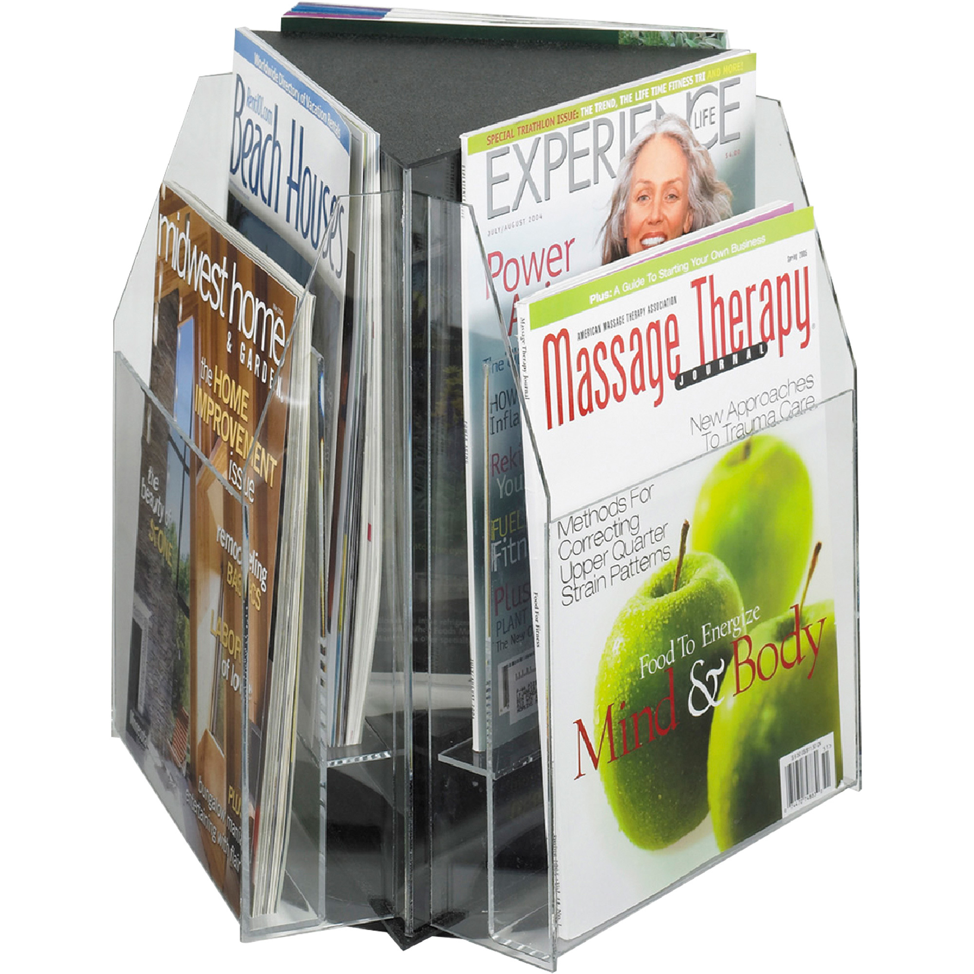 Safco Reveal Rotating 2-Tier, 6-Magazine Display — Clear, 15Inch W x 15Inch D x 14Inch H, Model 5698CL -  SAFCO Products