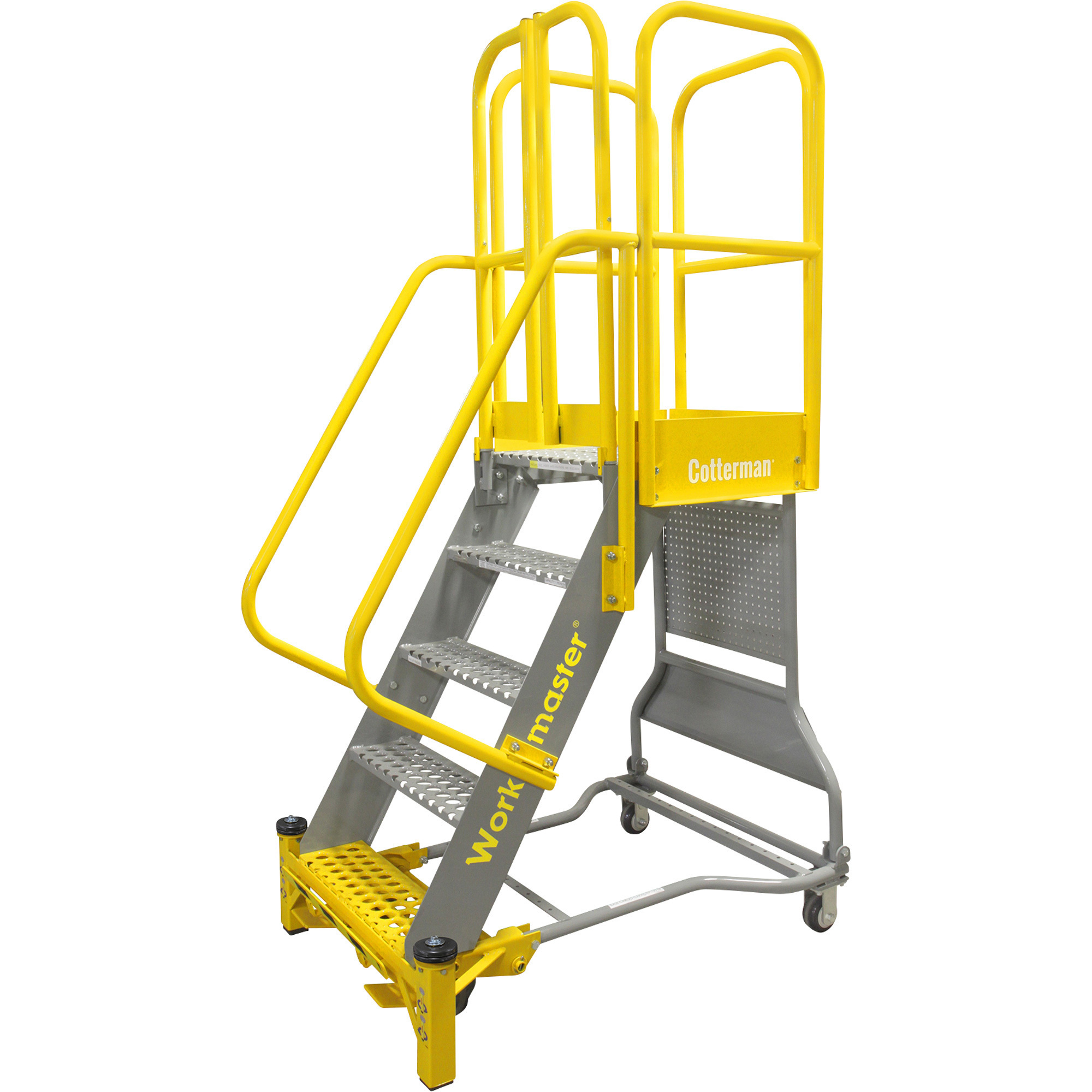 Workmaster Super-Duty Rolling Ladder with Handrails — 1000-Lb. Capacity, 5 Steps, Model P3 - Cotterman WMX05R37A3