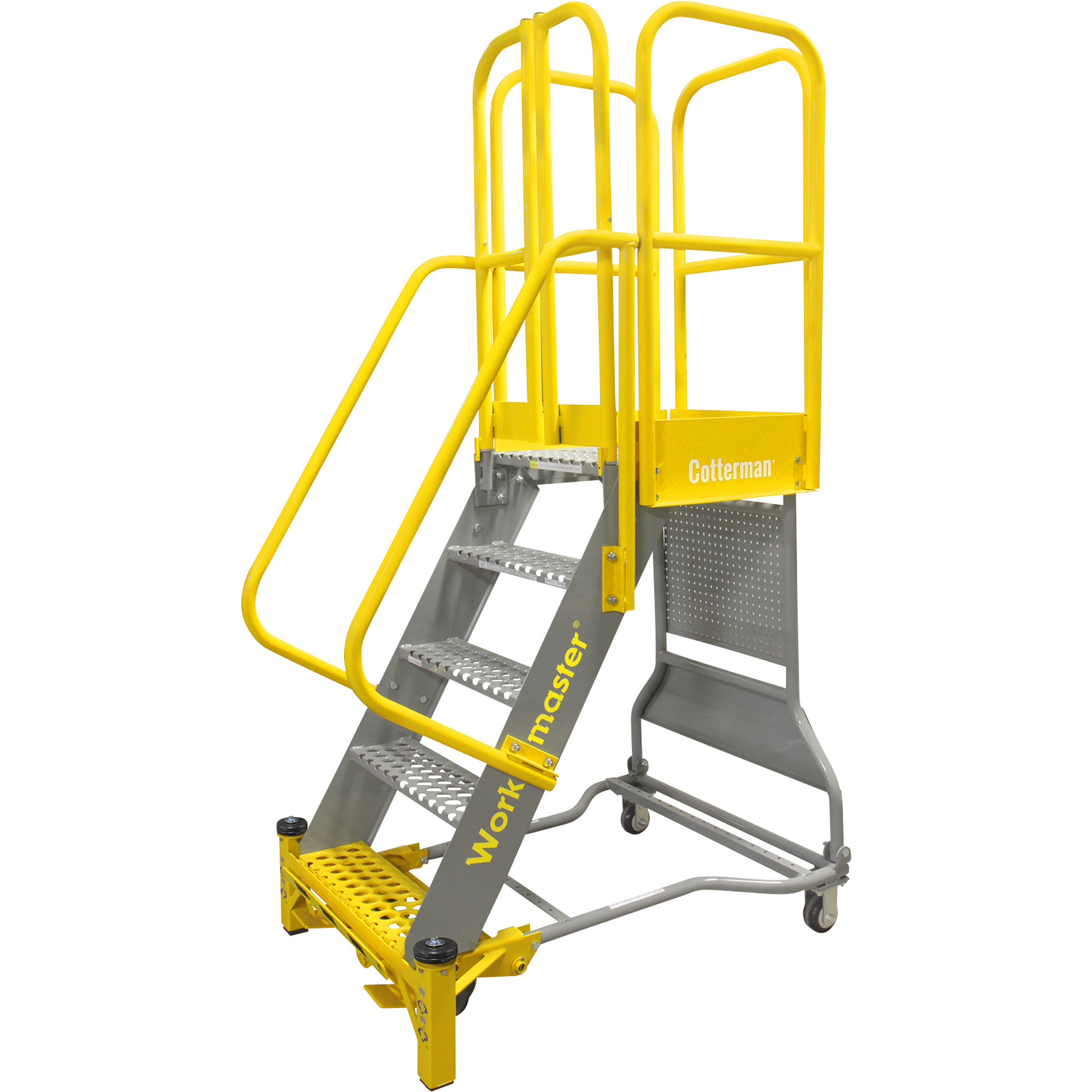 Super-Duty Rolling Ladder with Handrails — 1000-Lb. Capacity, 6 Steps, Model P3 - Cotterman WMX06R37A3