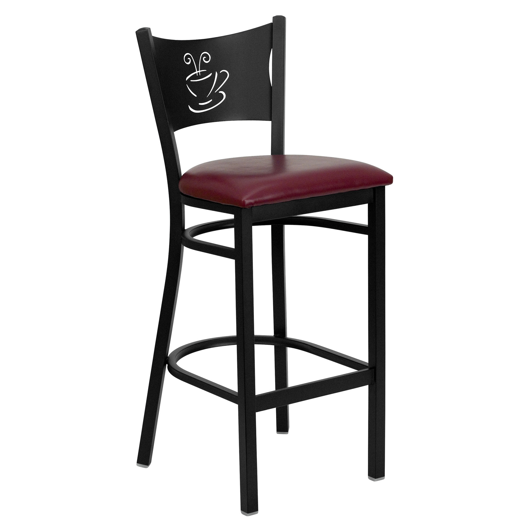 Flash Furniture Black Metal Coffee Back Stool â Burgundy Vinyl Seat, 500-Lb. Capacity, Model XUDG614COFBBURV