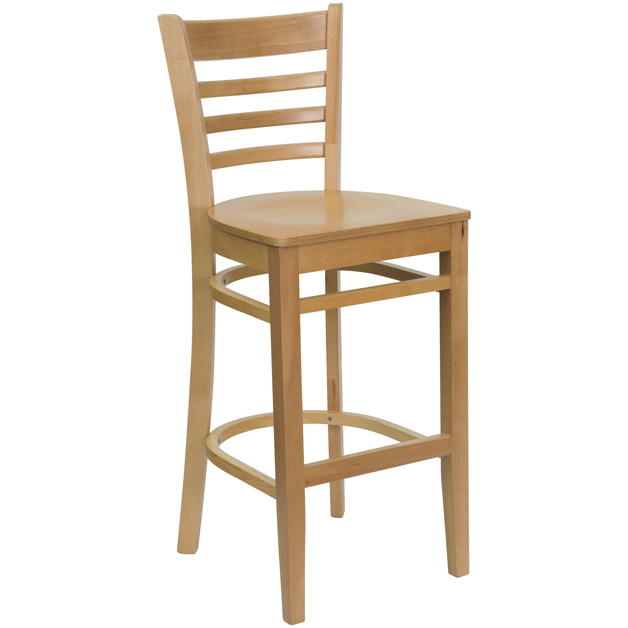 Flash Furniture Wood Ladder Back Bar Stool â Natural Finish Frame/Seat, 800-Lb. Capacity, Model XUW05BARNAT