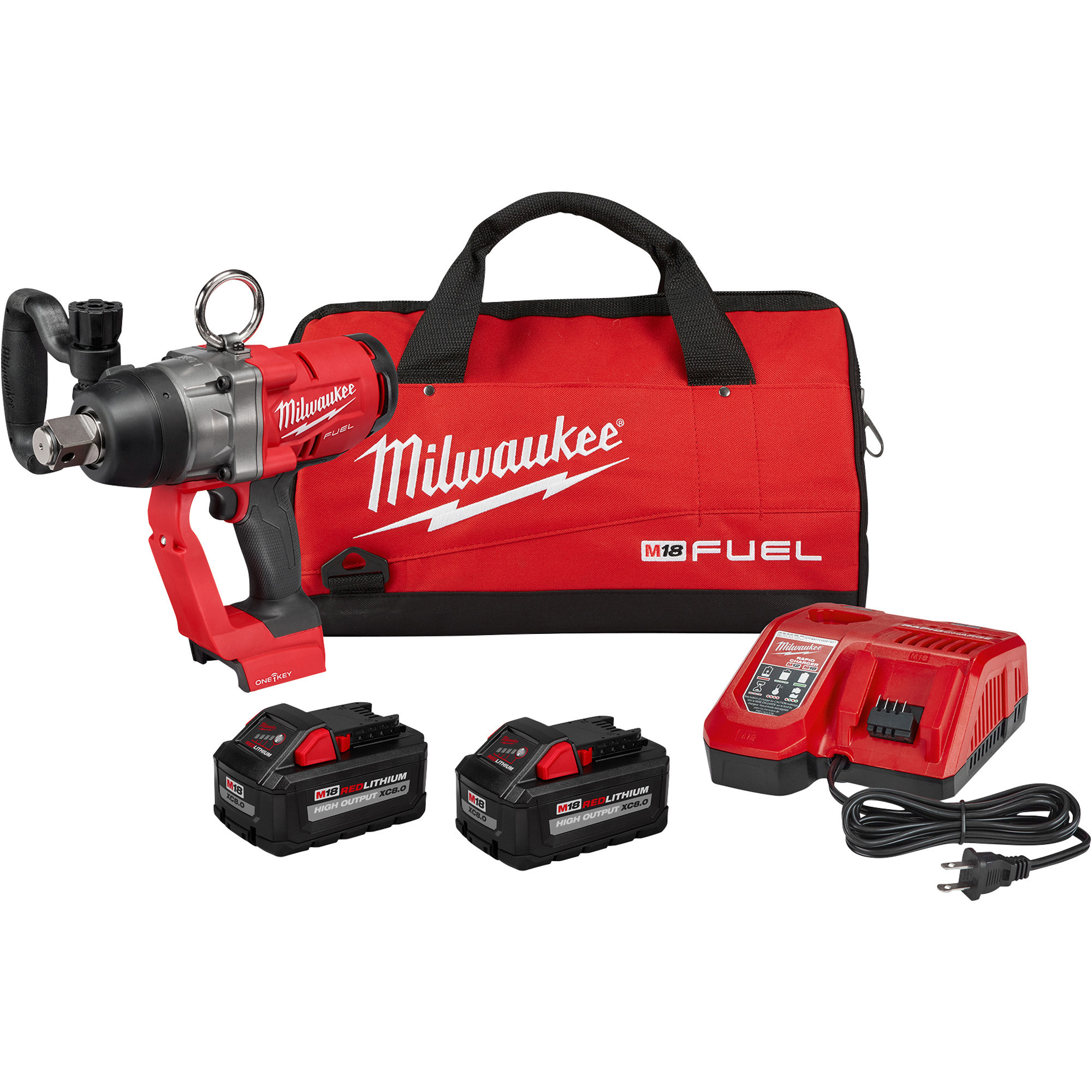 Milwaukee M18 FUEL High-Torque 1in. Impact Wrench with One-Key Kit, 1800 Ft./Lbs. Torque, 2 Batteries, Model 2867-22