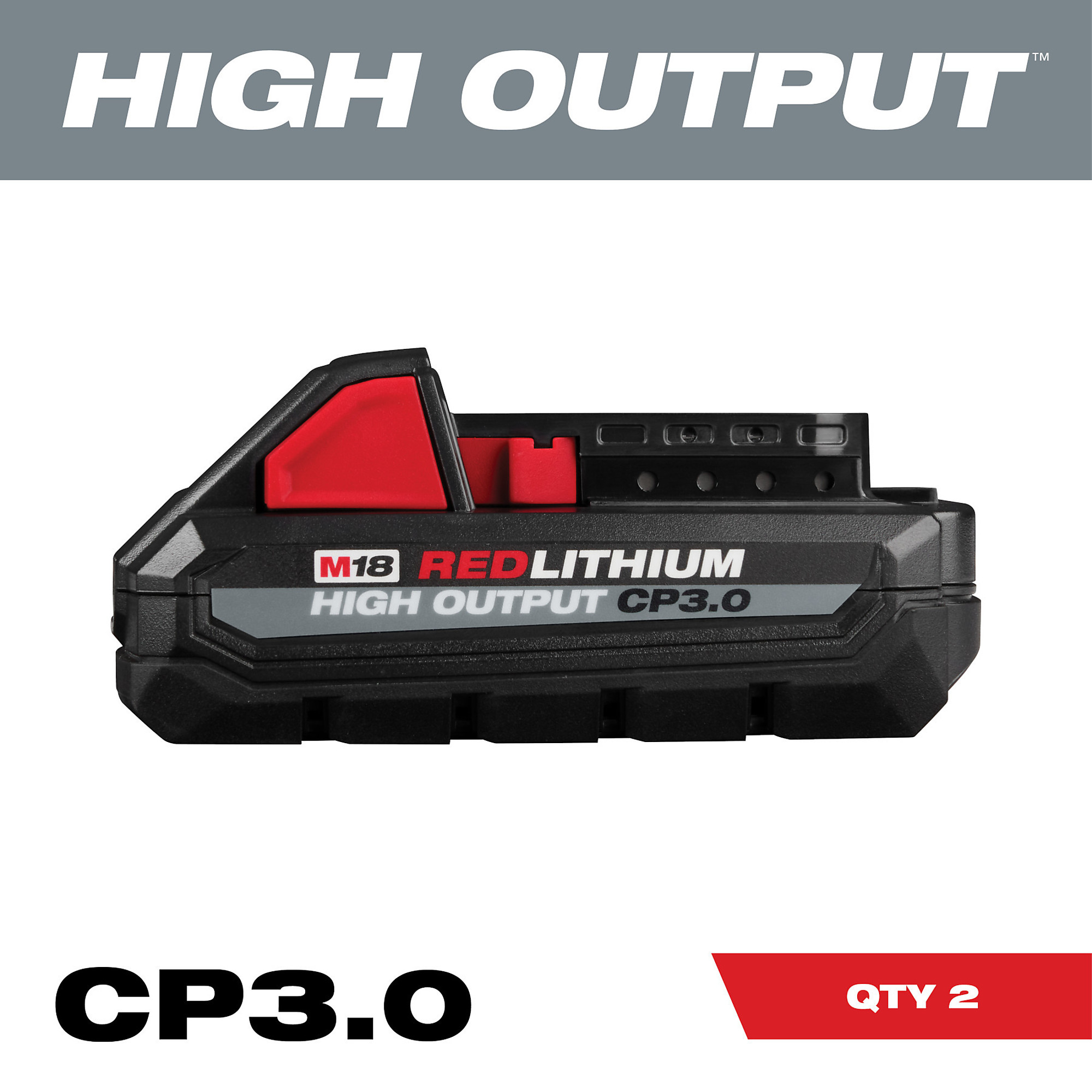 Milwaukee M18 REDLITHIUM High Output CP3.0 Battery Pack, 2-Pack, Model 48-11-1837