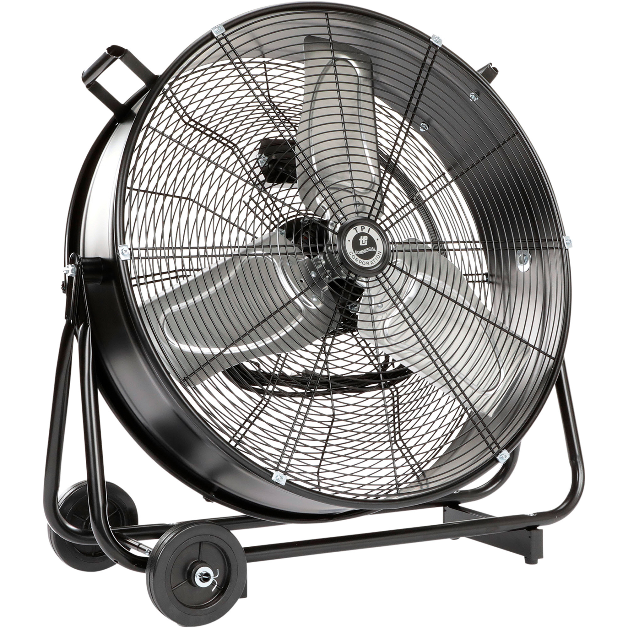 TPI Commercial Drum Fan with Swivel Base, 24Inch, 2 Speeds, 5400 CFM, 1/3 HP, 120 Volt, Model CPBS24DHV