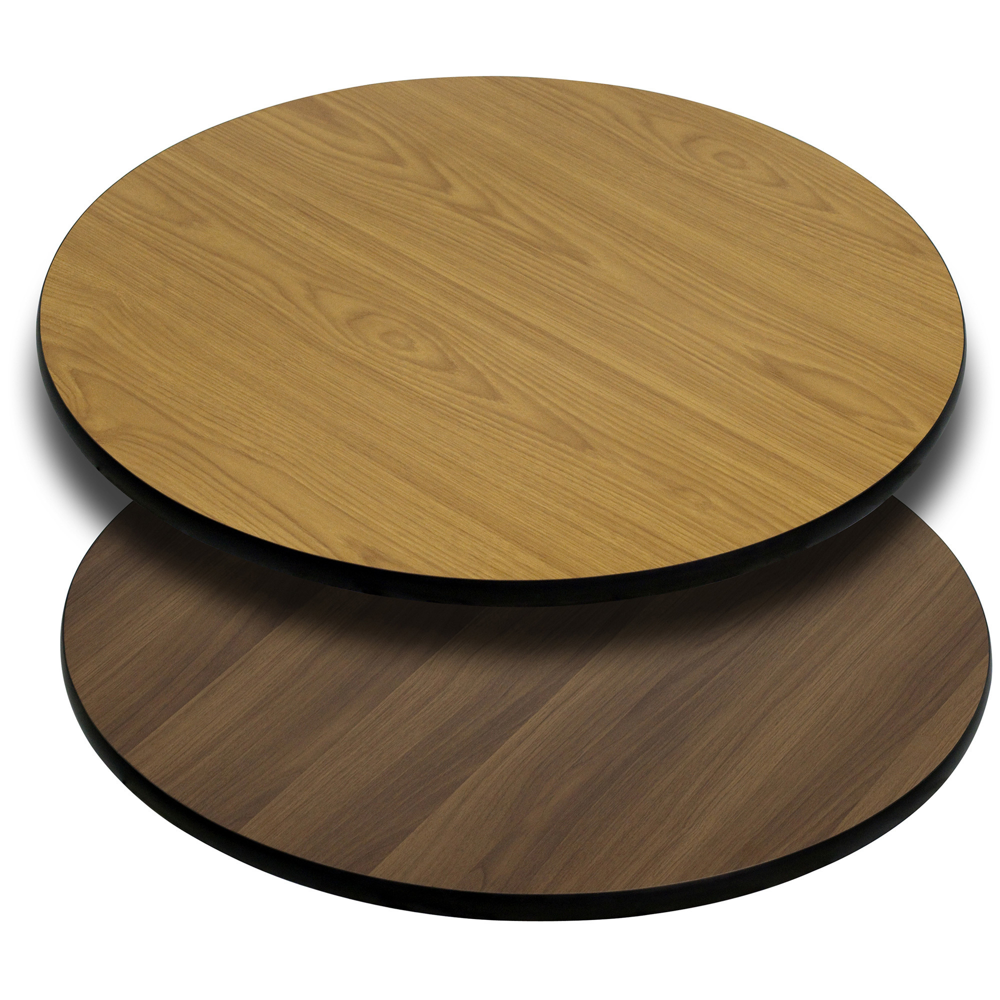 42in. Round Tabletop with Reversible Laminate Top, Walnut/Natural, Model# - Flash Furniture XURD42WNT