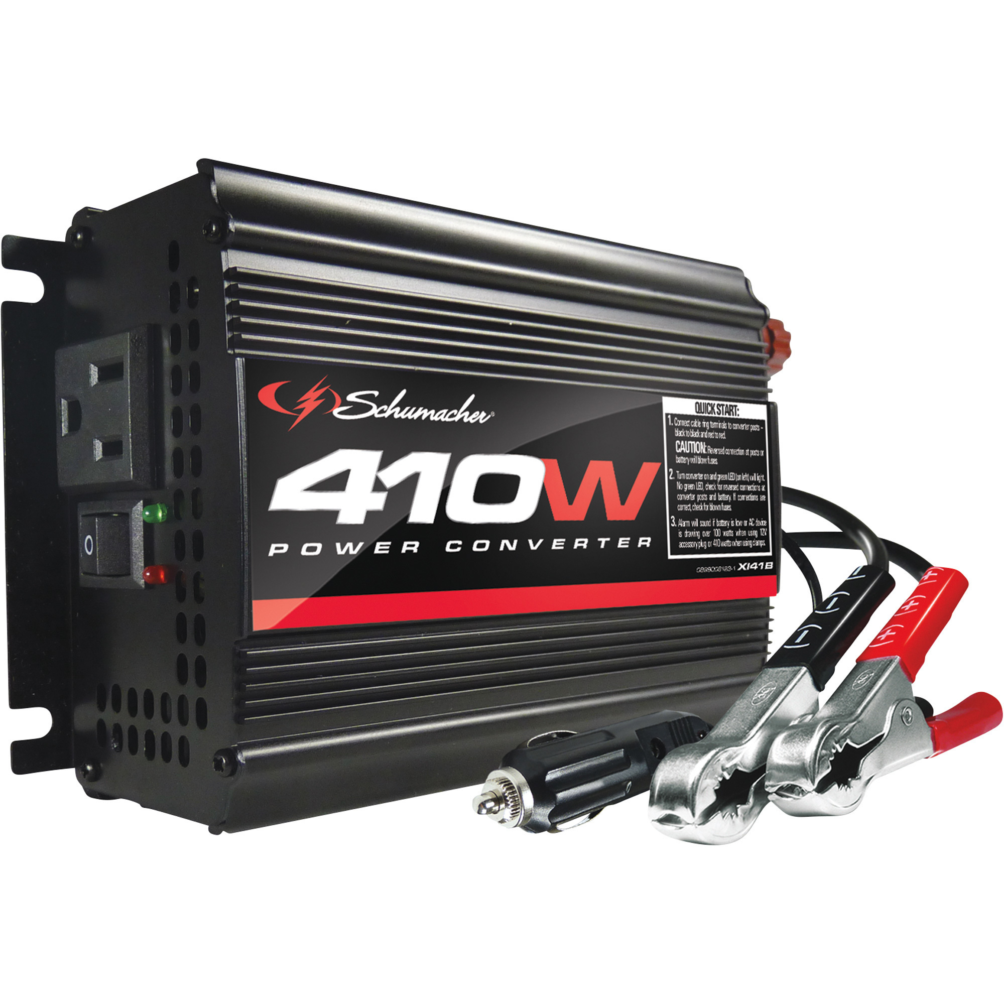 Schumacher Modified Sine Wave Power Converter â 410 Watts, 1 AC Outlet/1 USB Port, Model XI41B
