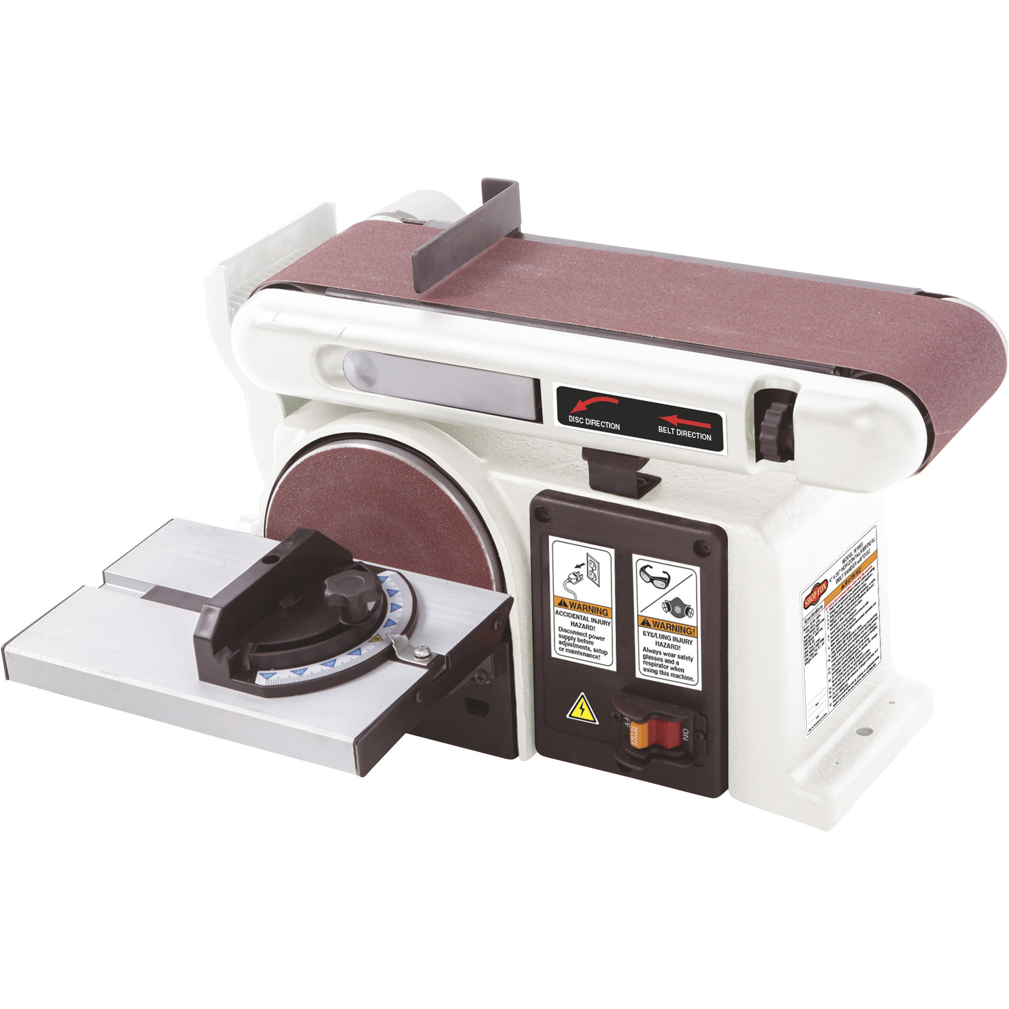 Shop Fox 4Inch x 36Inch Horizontal/Vertical Belt Sander with 6Inch Disc, 1/2 HP, Model W1855