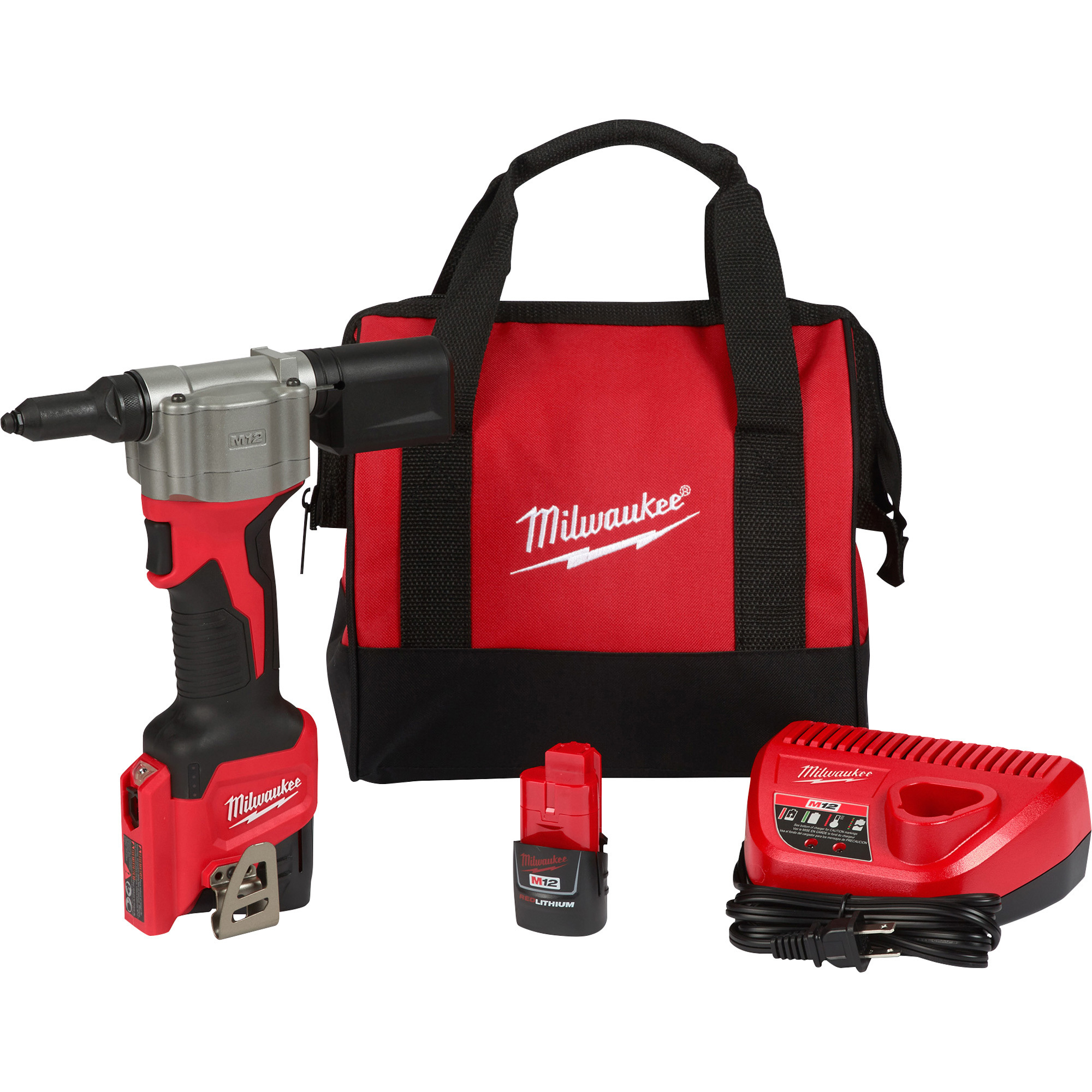 Milwaukee M12 Cordless Rivet Tool Kit, 2 Batteries, Model 2550-22