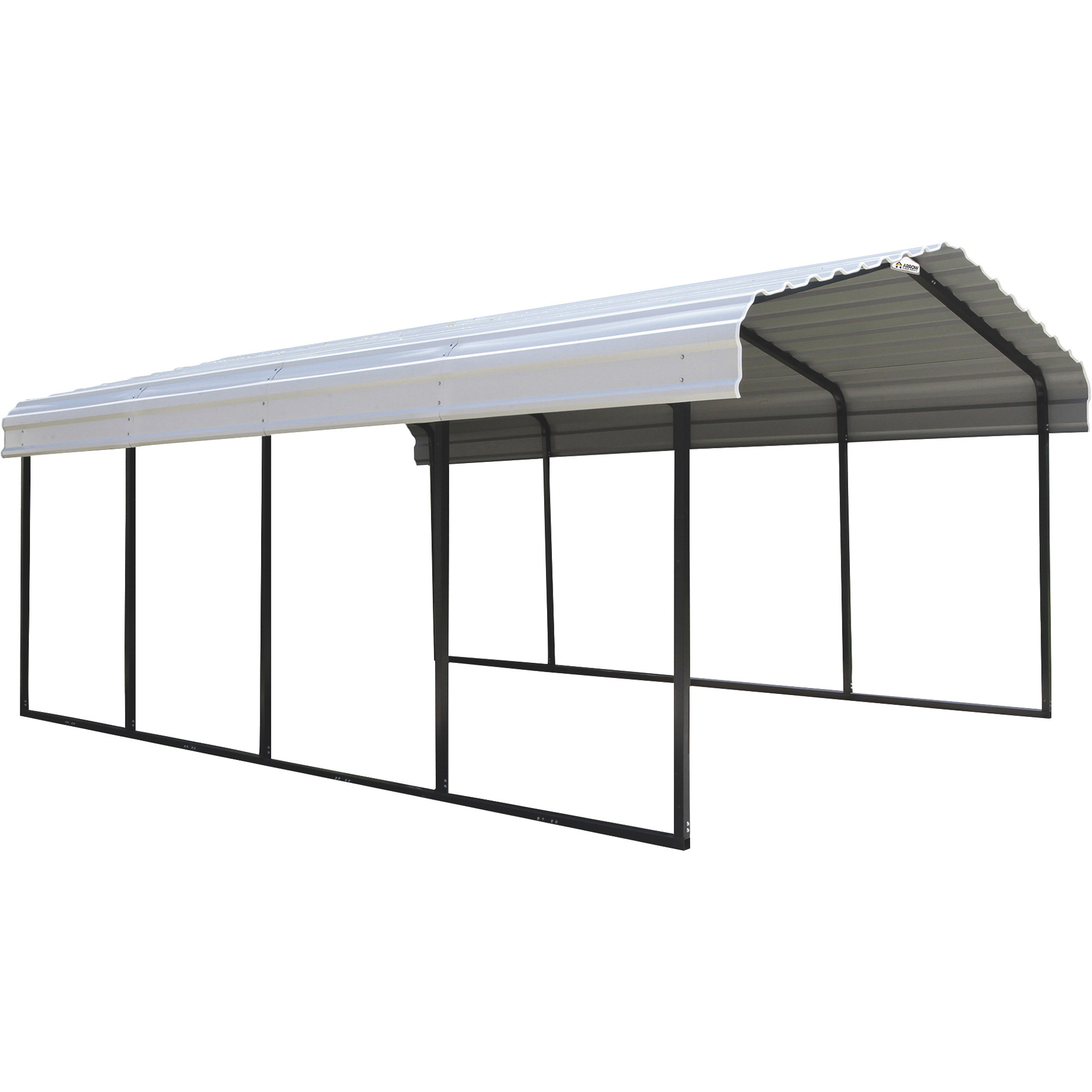 Steel Carport — Eggshell, 24ft.L x 12ft.W x 7ft.H, Model - Arrow CPH122407