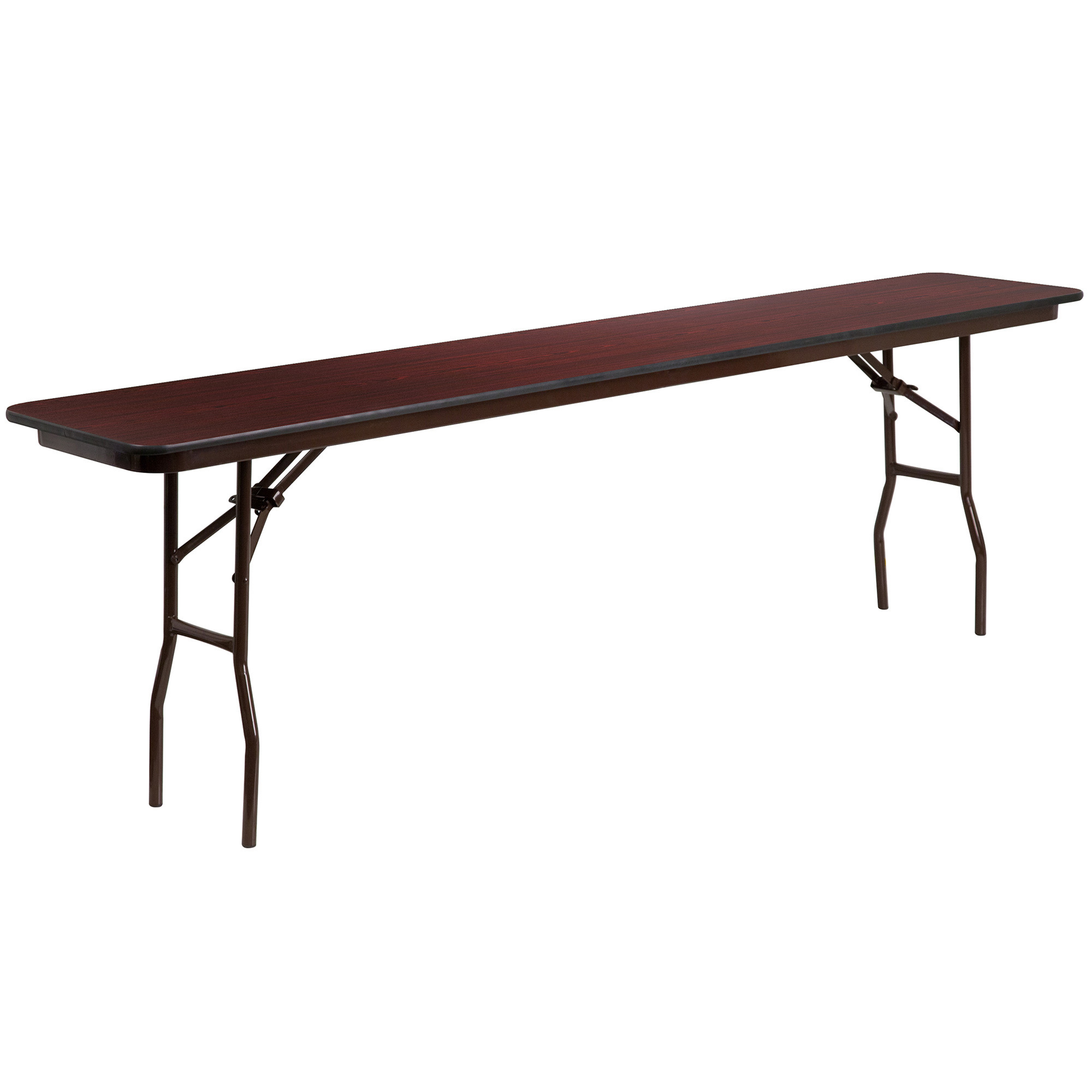 Rectangular Training Table — Mahogany Melamine Laminate Top, 96Inch L x 18Inch W x 30Inch H, Model - Flash Furniture YT1896MELWAL