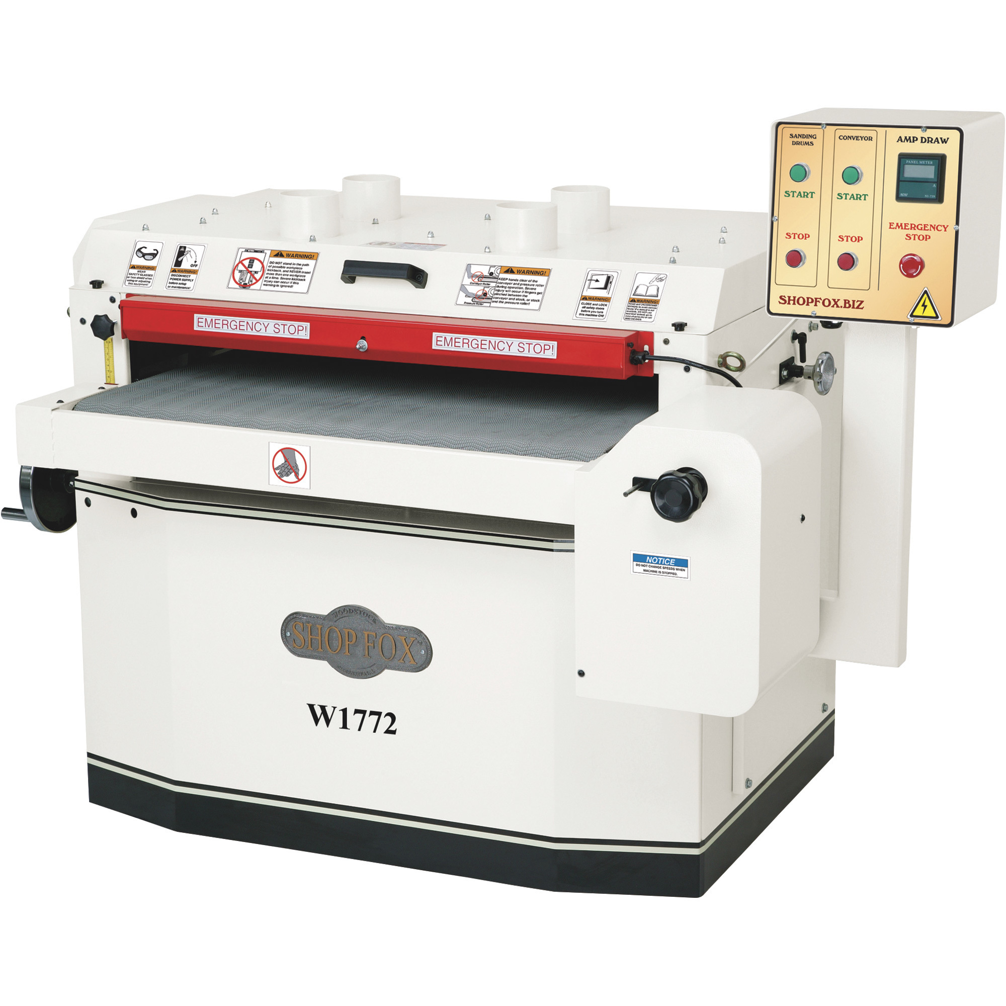 Shop Fox 37Inch Drum Sander, 10 HP, 1 PH, 220V, Model W1772