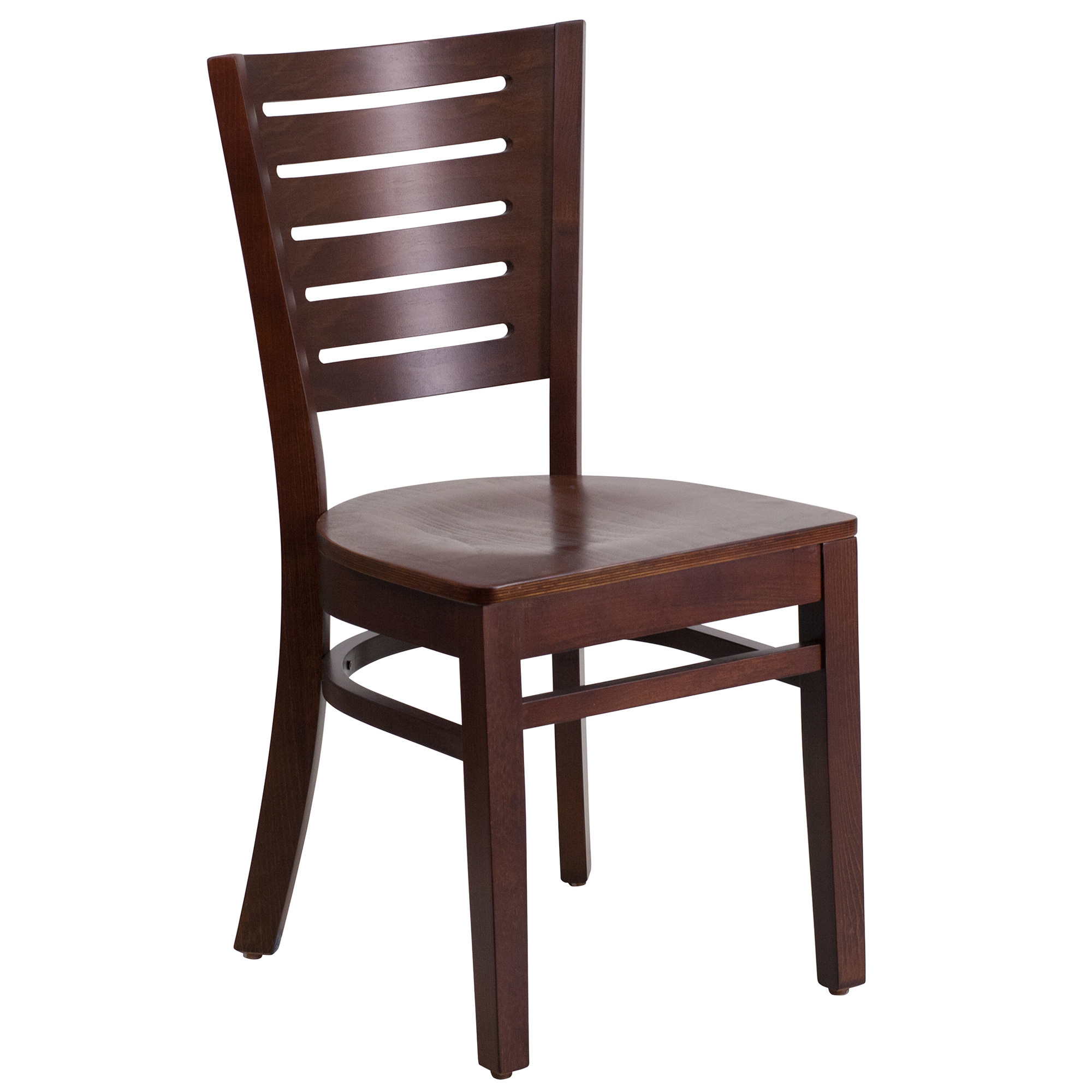 Slat Back Wood Dining Chair — Walnut Finish, 800-Lb. Capacity, 17 1/4Inch W x 20 1/2Inch D x 33 1/2Inch H, Model - Flash Furniture XUDGW018WAL