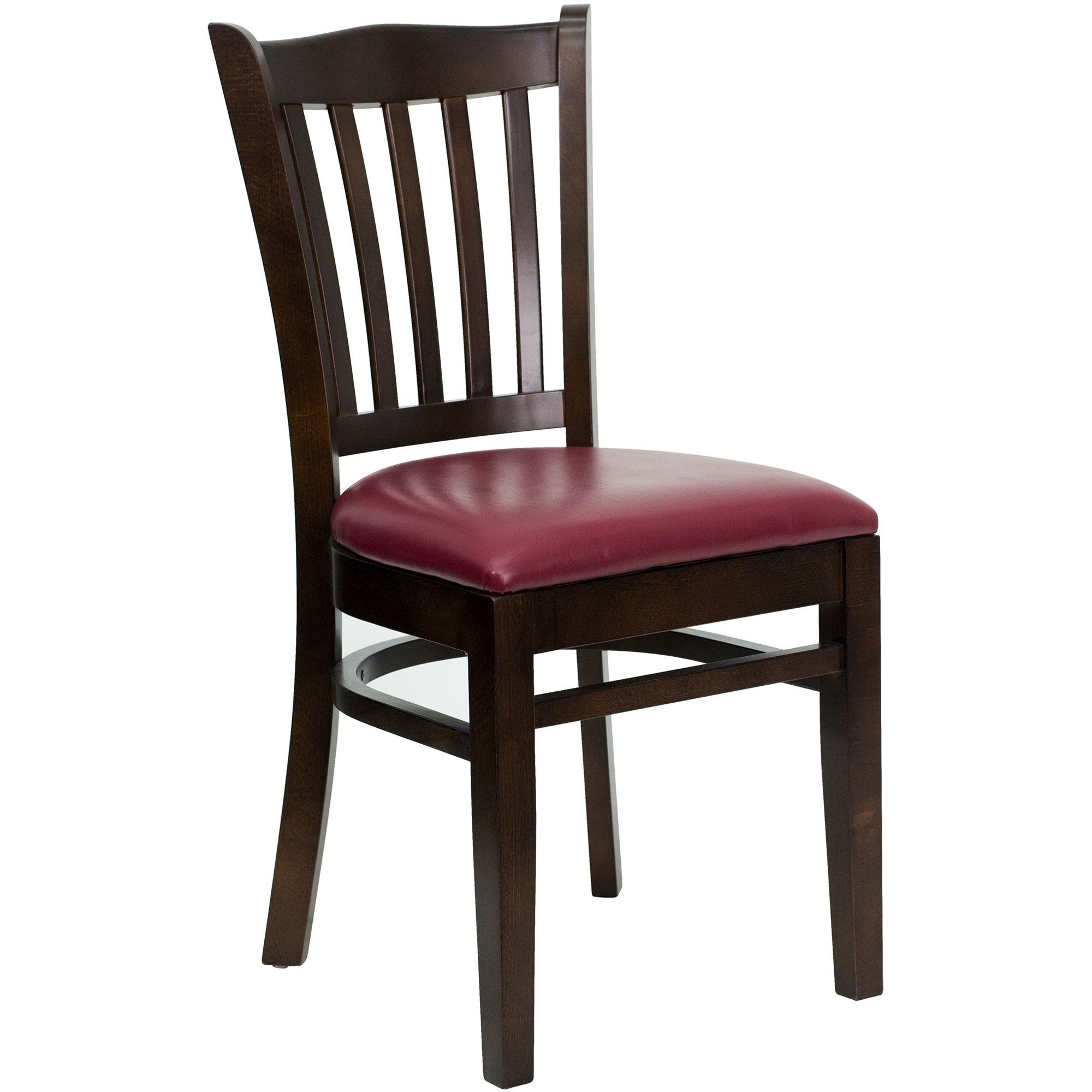 Flash Furniture Wood Chair with Padded Seat — Walnut Finish/Burgundy Vinyl, 800-Lb. Capacity, 17 1/4Inch W x 20 1/2Inch D x 34 1/2Inch H, Model -  XUDGW08VRTWABUV