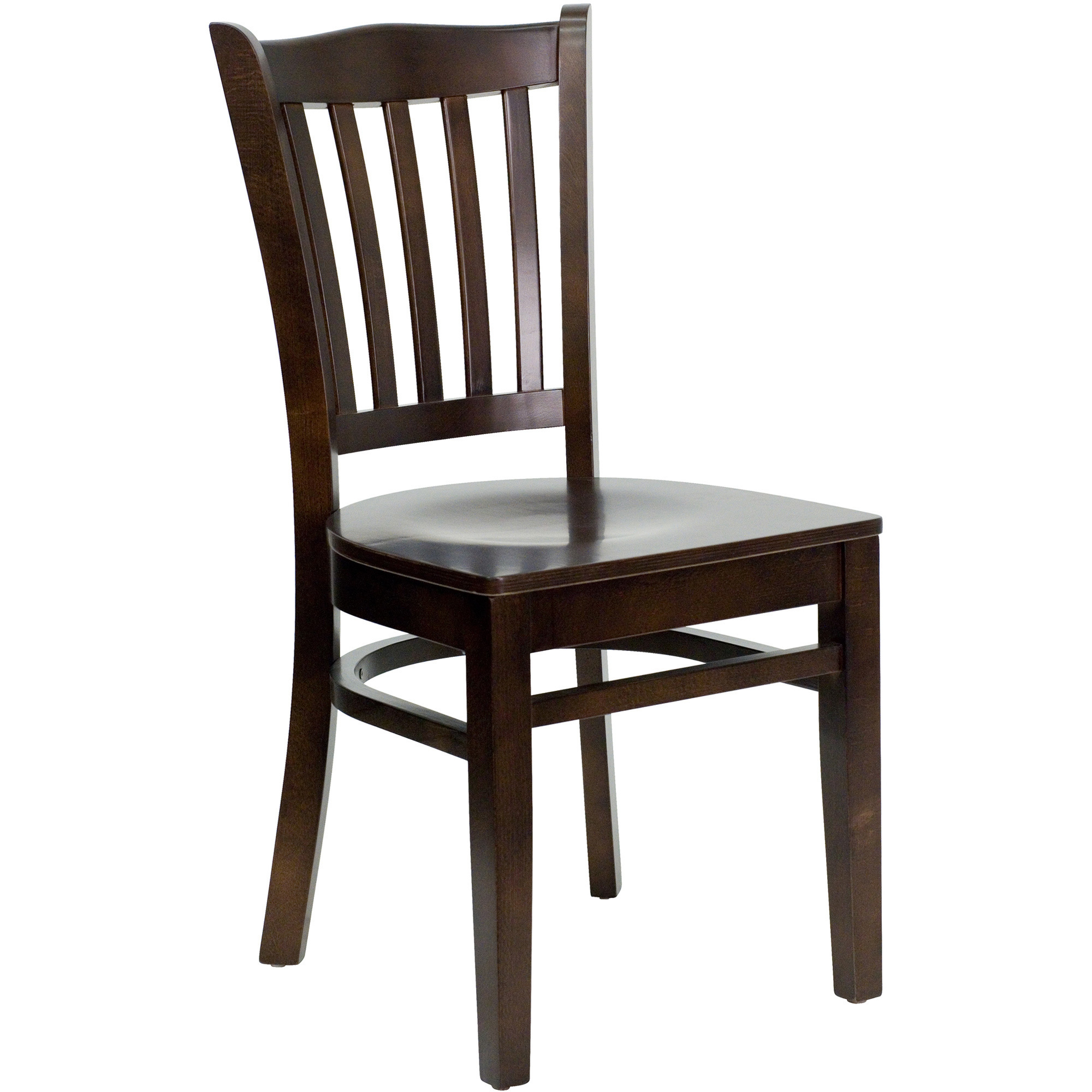 Wood Dining Chair with Slat Back — Walnut Finish, 16 3/4Inch W x 20 3/4Inch D x 34 1/2Inch H, Model - Flash Furniture XUDGW0008VRTWAL