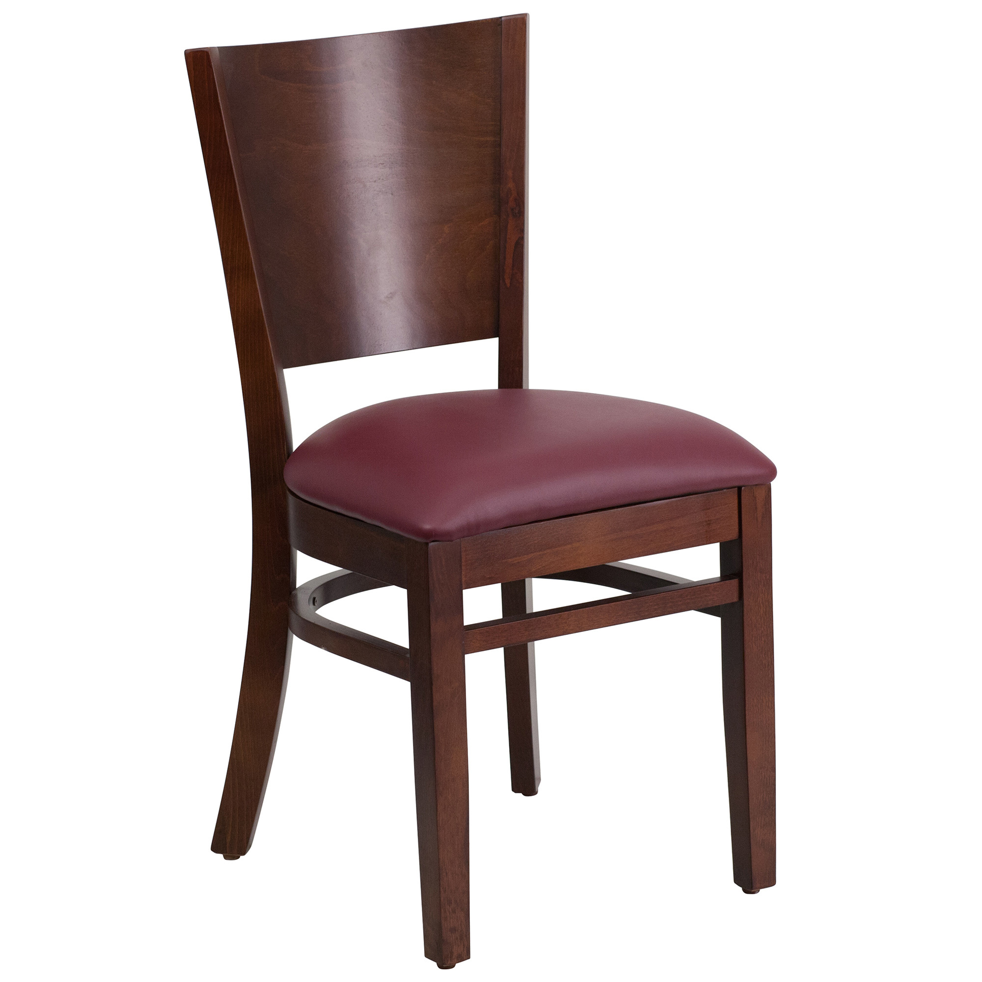Flash Furniture Wood Chair with Padded Seat — Walnut Finish/Burgundy Vinyl, 800-Lb. Capacity, 17 1/4Inch W x 20 1/2Inch D x 34 1/2Inch H, Model -  XUDGW094WALBGV