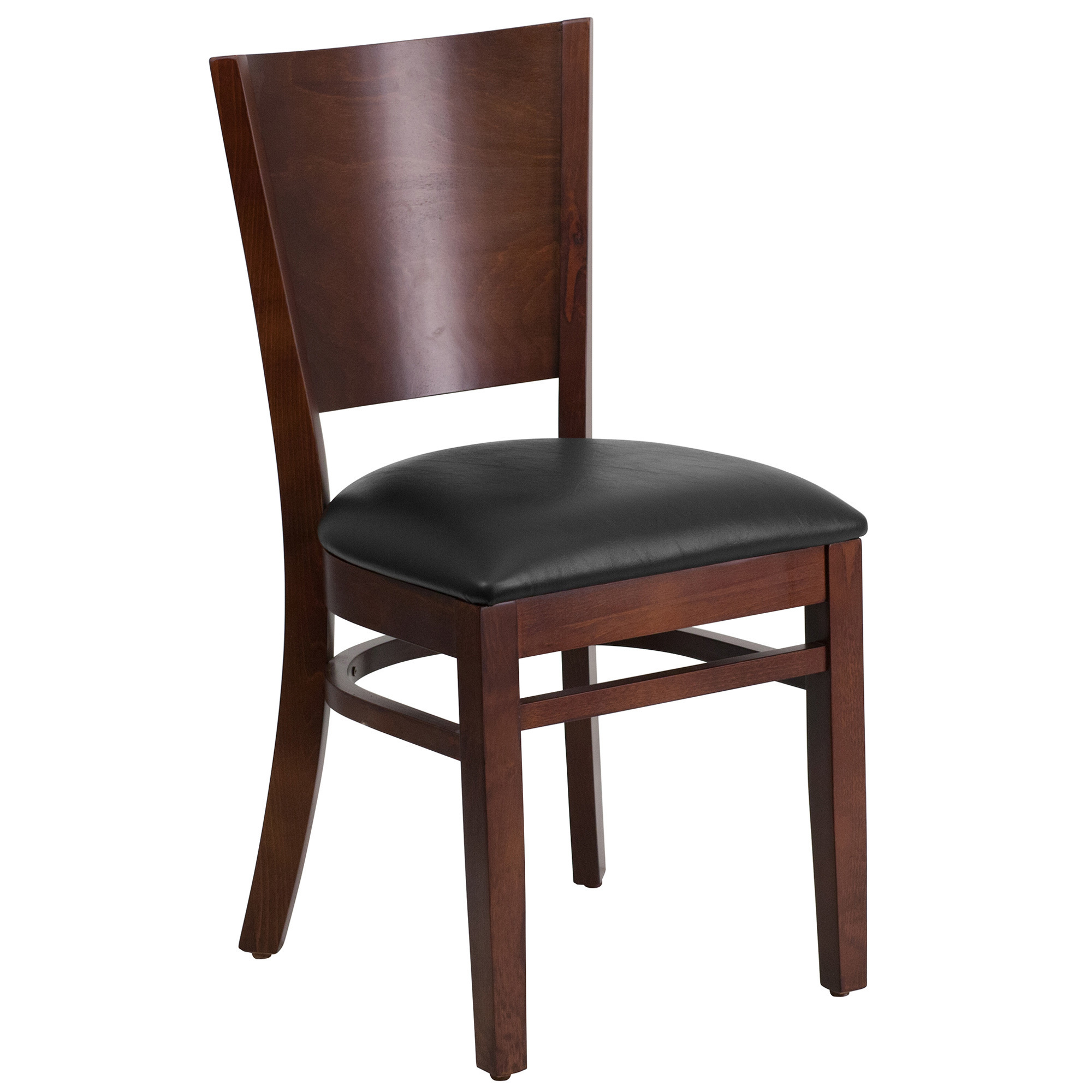 Flash Furniture Wood Chair with Padded Seat — Walnut Finish/Black Vinyl, 800-Lb. Capacity, 17 1/4Inch W x 20 1/2Inch D x 33 1/2Inch H, Model -  XUDGW094WALBKV