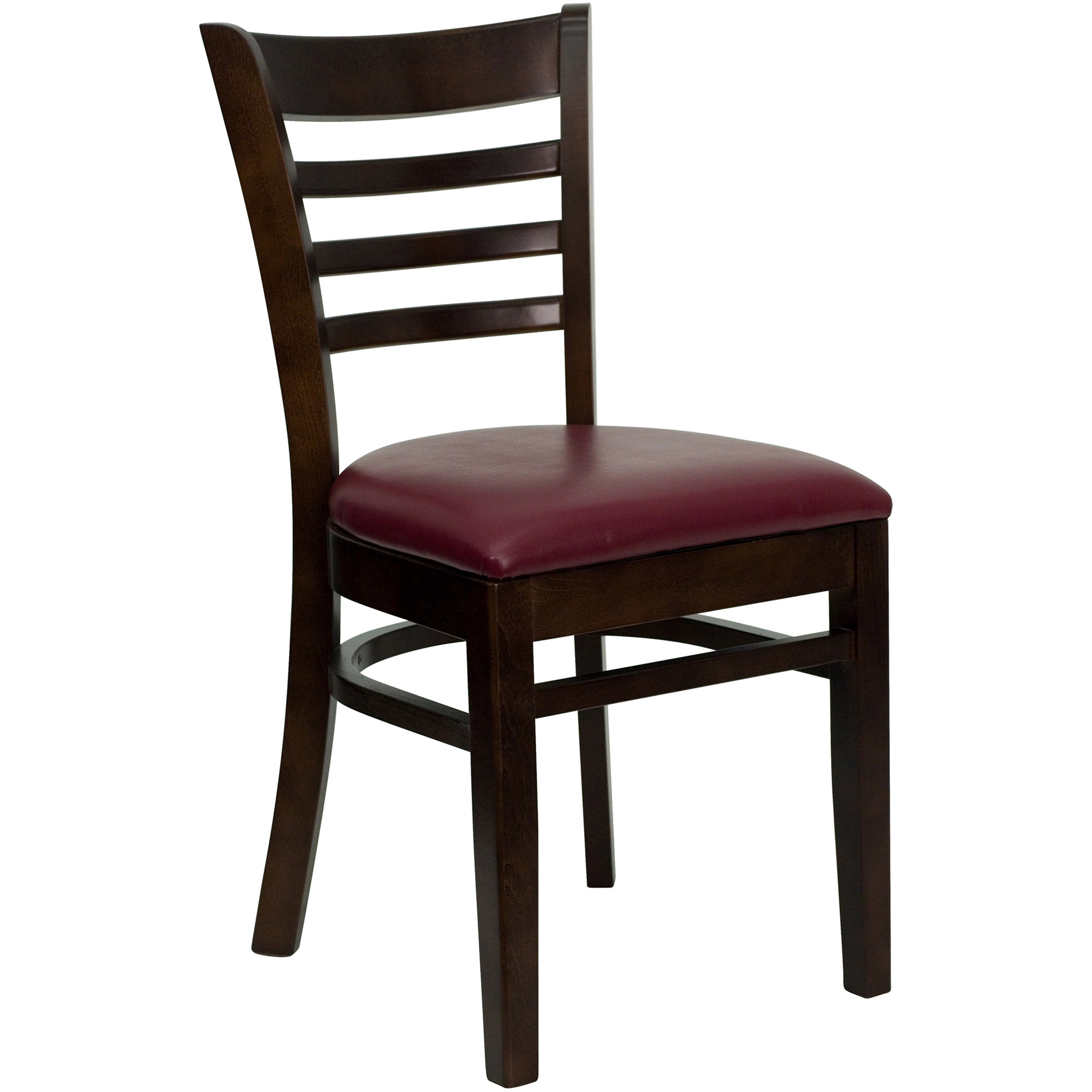Flash Furniture Wood Chair with Padded Seat — Walnut Finish/Burgundy Vinyl, 800-Lb. Capacity, 17 1/2Inch W x 20Inch D x 33 3/4Inch H, Model -  XUDGW5LADWALBUV
