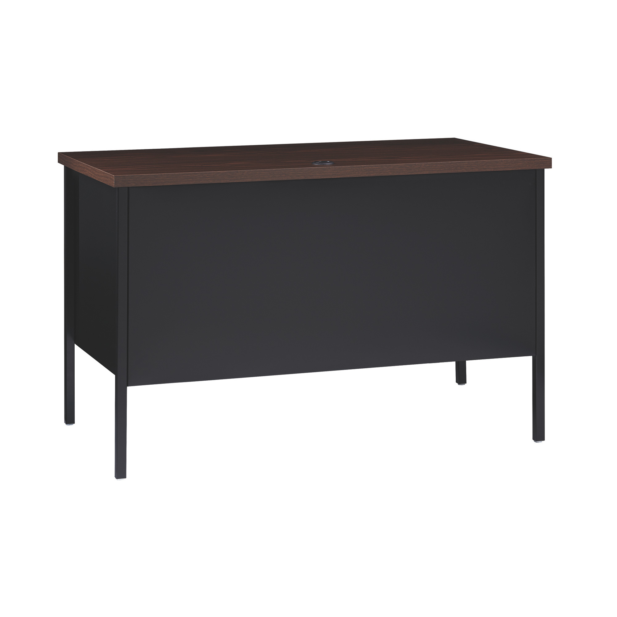 Hirsh Right-Handed Single Desk on Pedestal — Black/Walnut, 45 1/2Inch W x 24Inch D x 29 1/2Inch H, Model 22200 -  Hirsh Industries