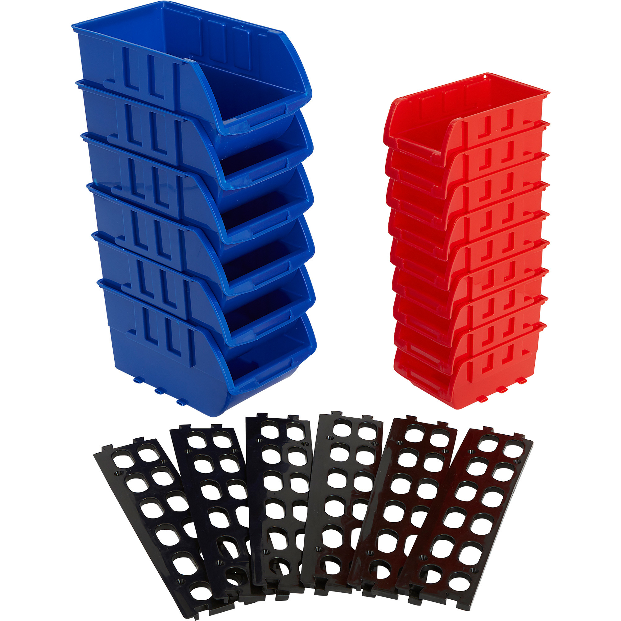 X-Space Stackable Storage Bins, 15-Piece Set, Red/Blue, 15.1Inch x 10.8Inch x 8.8Inch