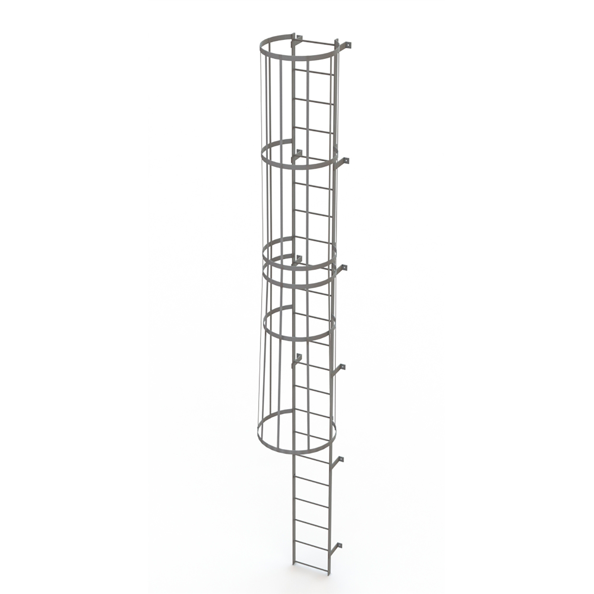 Tri-Arc 21ft., 22-Rung, Steel Fixed Cage Ladder — Gray, 500-Lb. Capacity, 41Inch W x 34.5Inch D x 252Inch H, Model WLFC1122 -  Tri-Arc Manufacturing