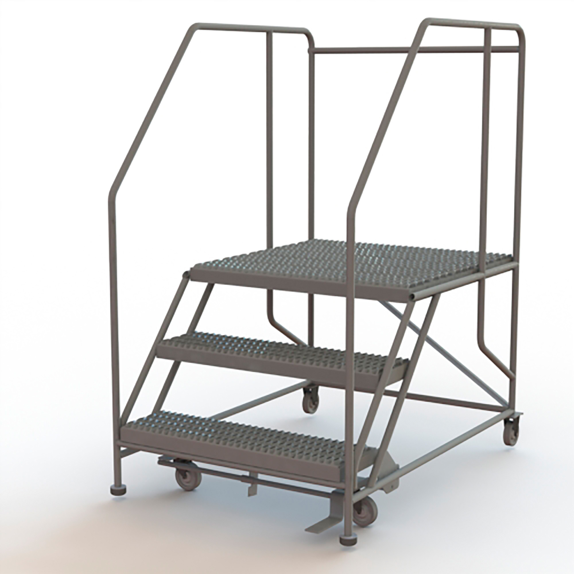 Tri-Arc 3-Step Mobile Steel Work Platform with Handrails— Gray, 40Inch W x 54Inch L x 66Inch H, 800-Lb. Capacity, Model WLWP133636SL -  Tri-Arc Manufacturing