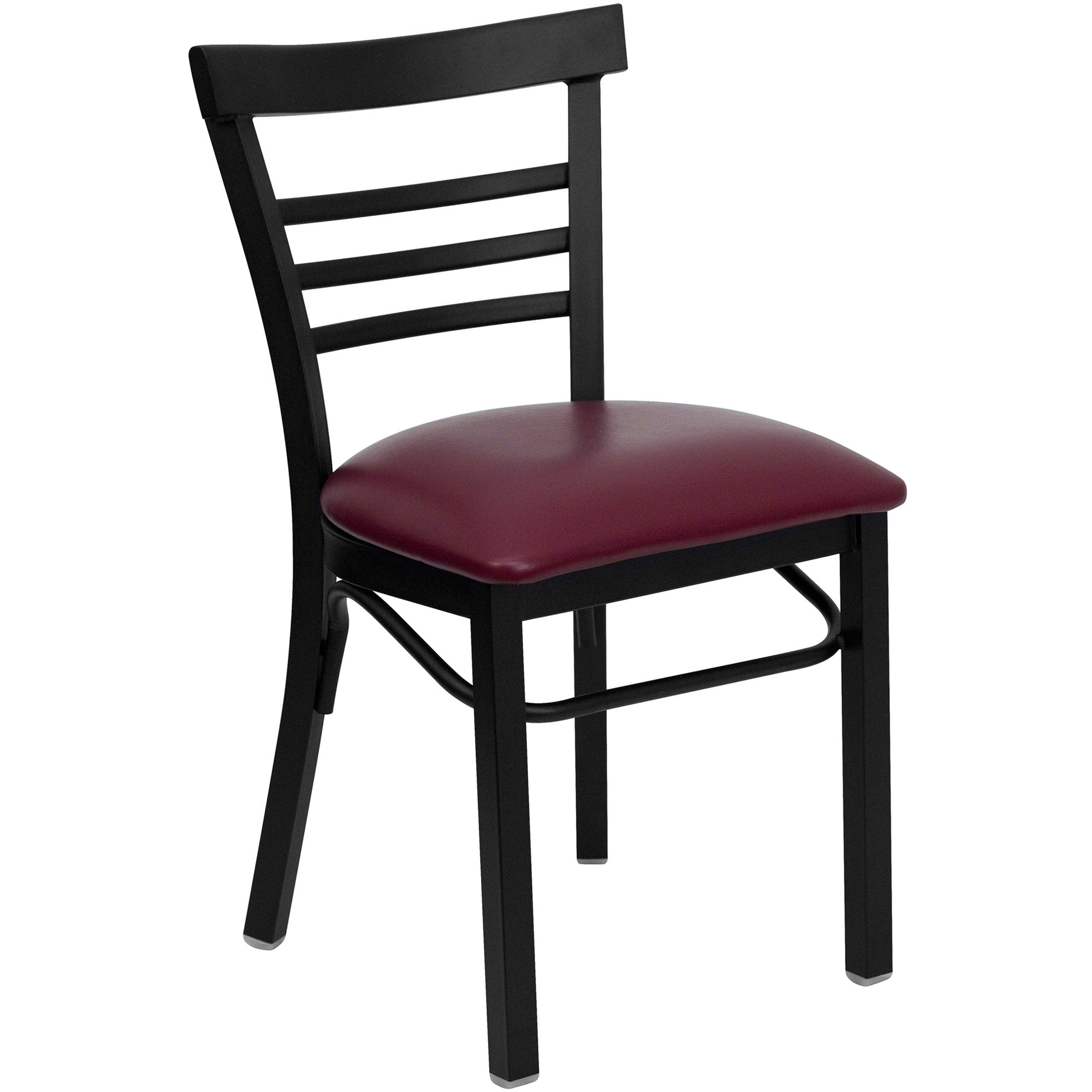 Flash Furniture Metal Ladder Back Chair with Padded Vinyl Seat — Burgundy Seat/Black Frame, 500-Lb. Capacity, 17Inch W x 19 1/2.Inch D x 31 3/4Inch H, -  XUDG6Q6B1LADBUV