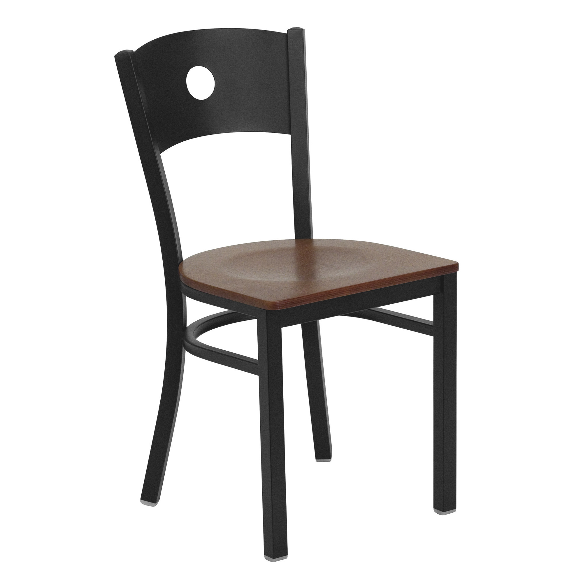Flash Furniture Metal Chair with Circle Cutout Back â Cherry Wood Seat/Black Frame, 500-Lb. Capacity, Model XUDG6019CIRCHYW