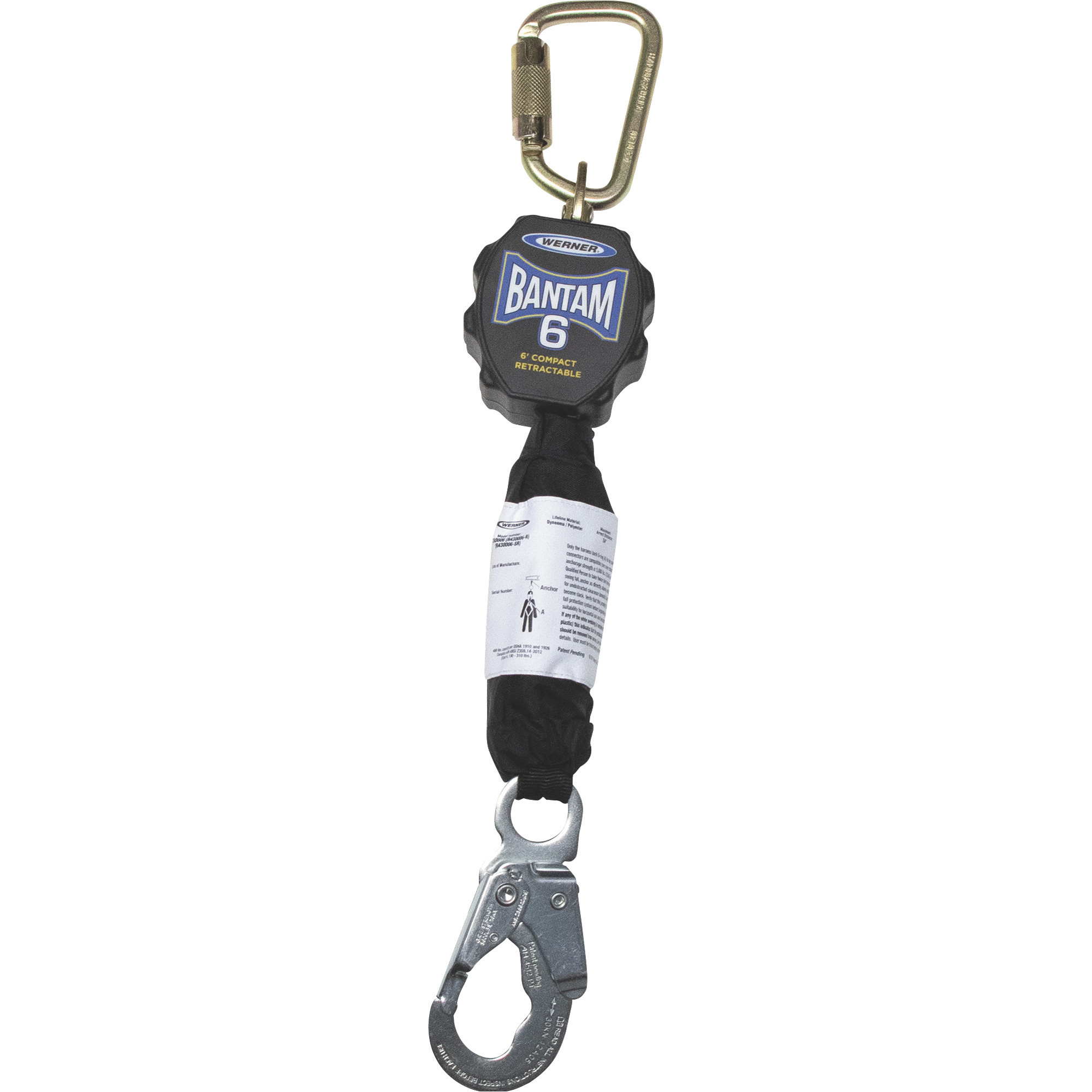 Werner Bantam Self-Retracting Lifeline, 6ft.L, Model R430006