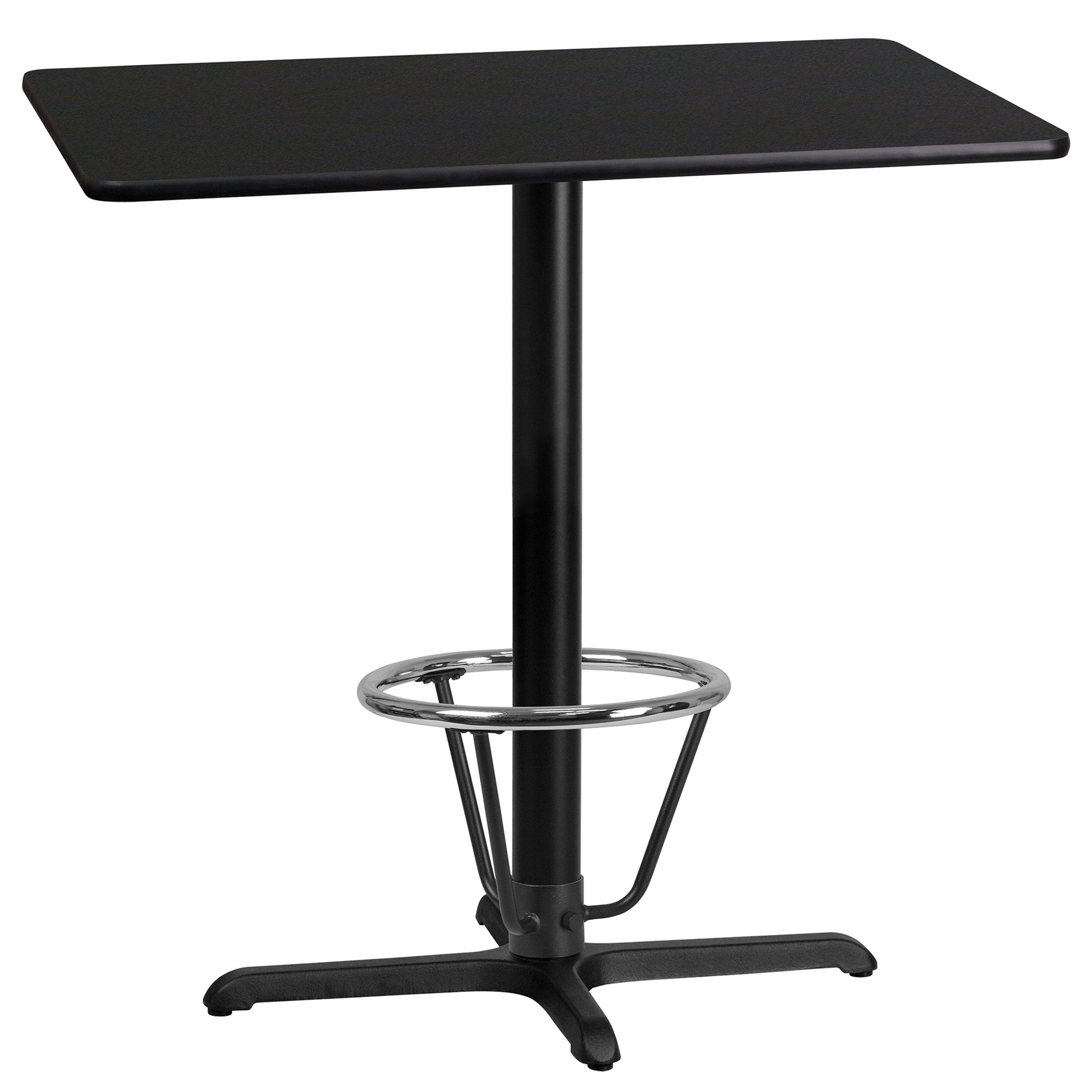 Flash Furniture 42Inch L x 24Inch W Bar Height Metal Table with X-Base â Black/Mahogany Reversible Laminate Top, Model XUBK2442T230B3F