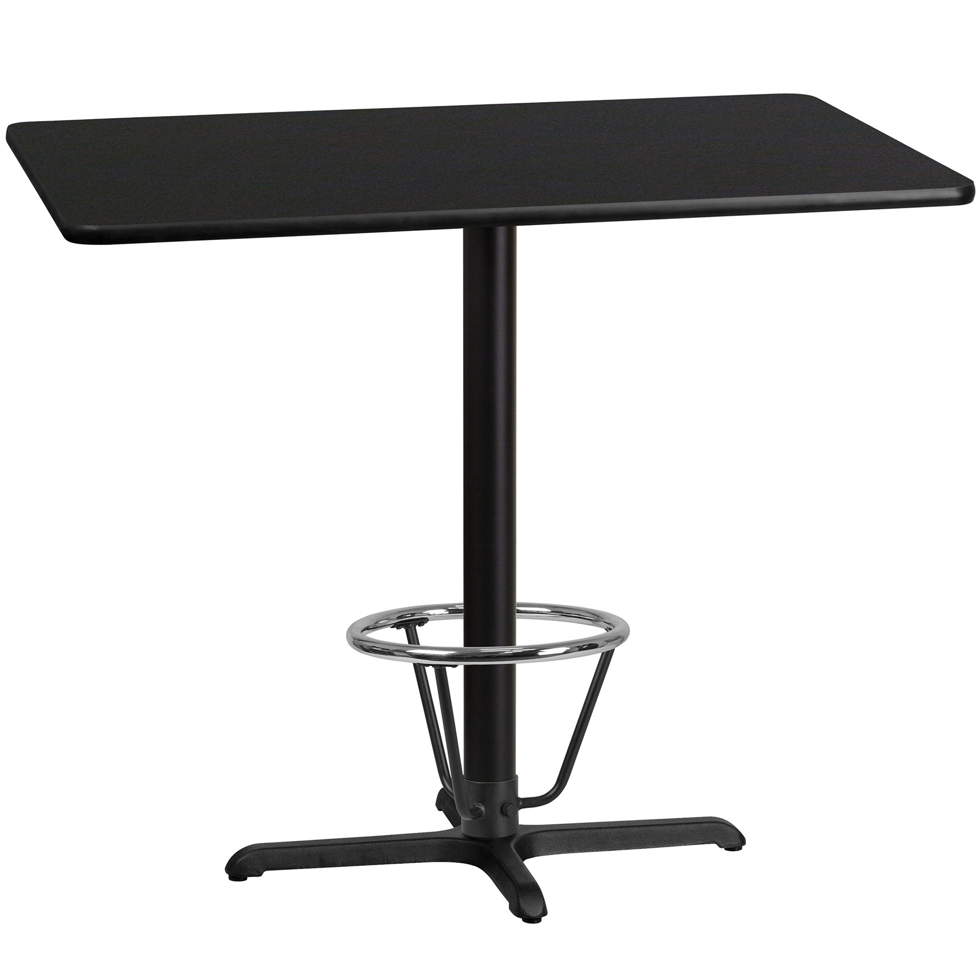 Flash Furniture 48Inch L x 30Inch W Bar Height Metal Table with X-Base â Black/Mahogany Reversible Laminate Top, Model XUBK3048T230B3F