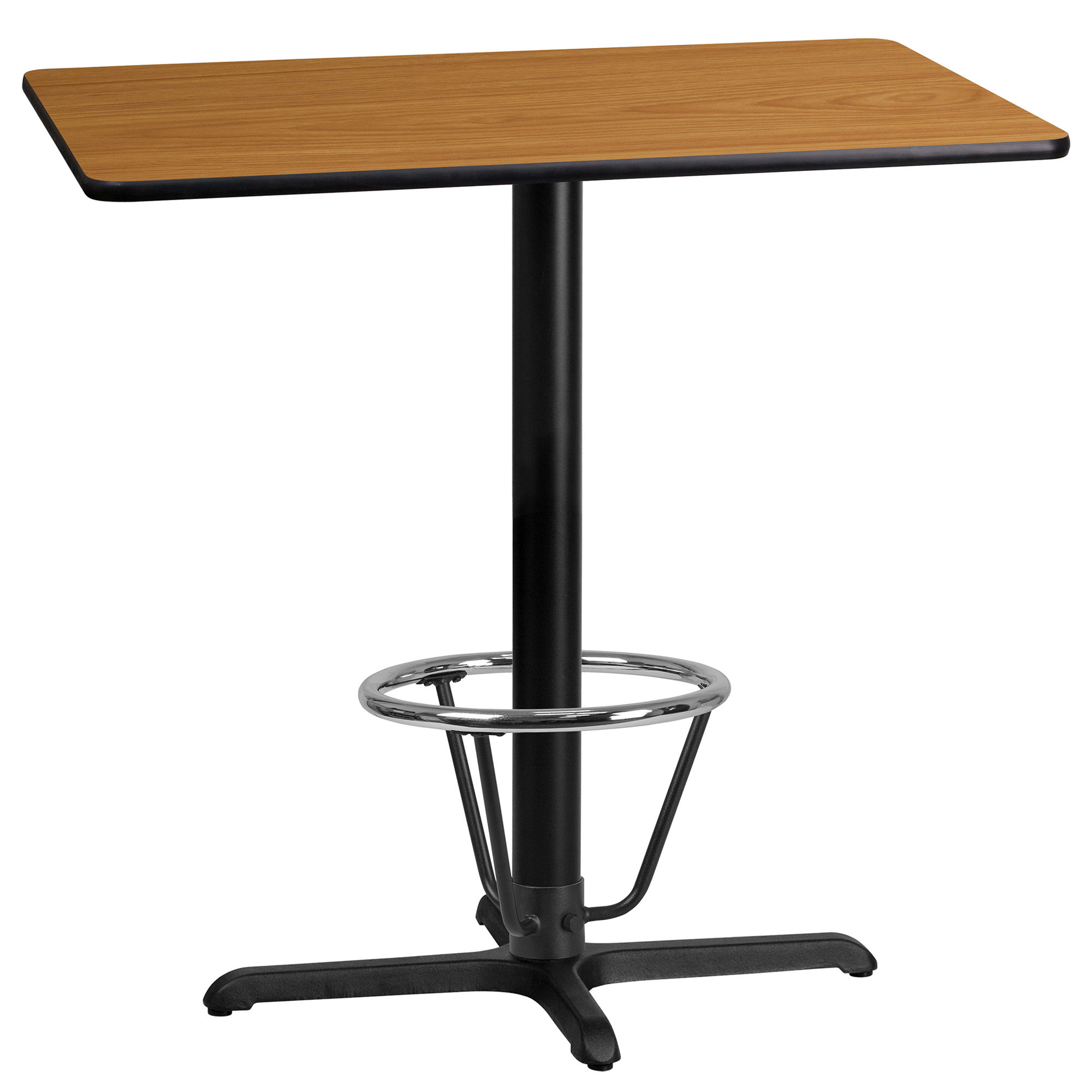 42Inch L x 24Inch W Bar Height Metal Table with X-Base — Natural/Walnut Reversible Laminate Top, Model - Flash Furniture XUNT2442T230B3F