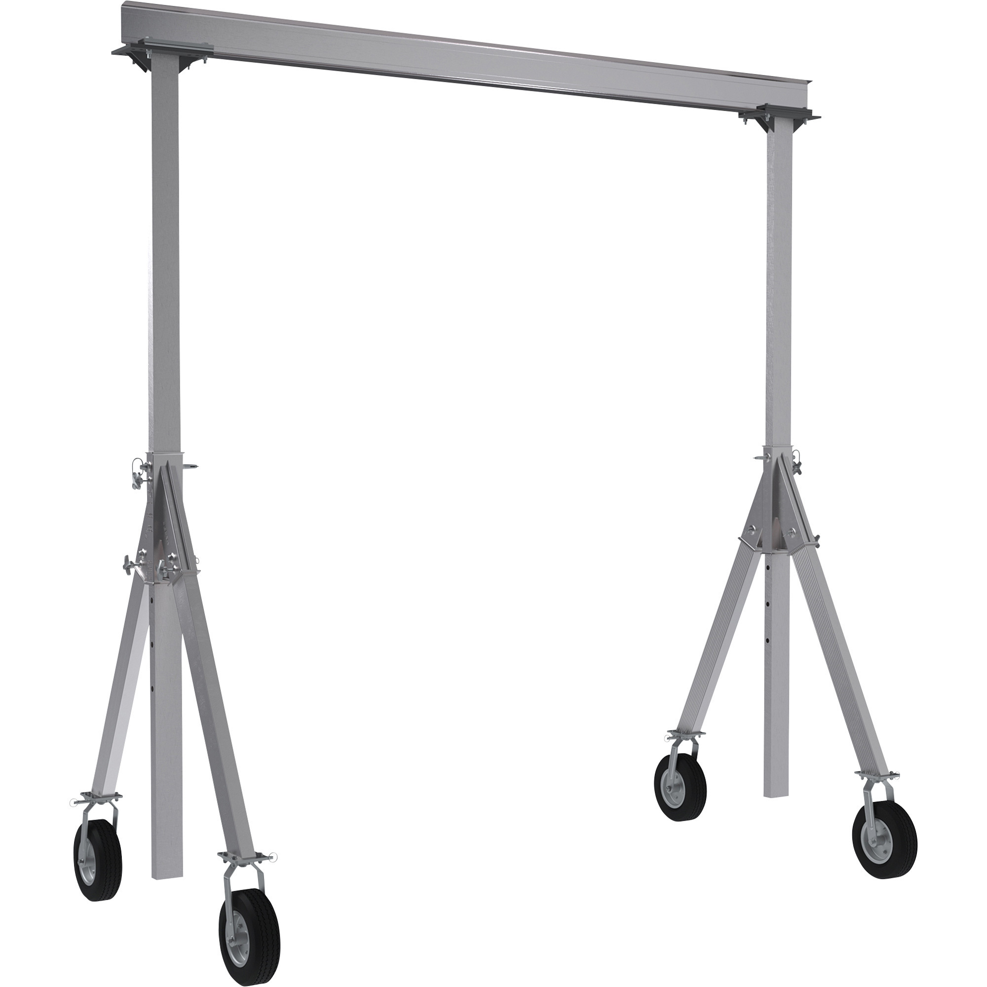 Vestil Aluminum Adjustable Height Gantry Crane with Pneumatic Casters,1500-Lb. Capacity, Silver, 10ft. x 12ft., Model AHA-15-10-12-PNU