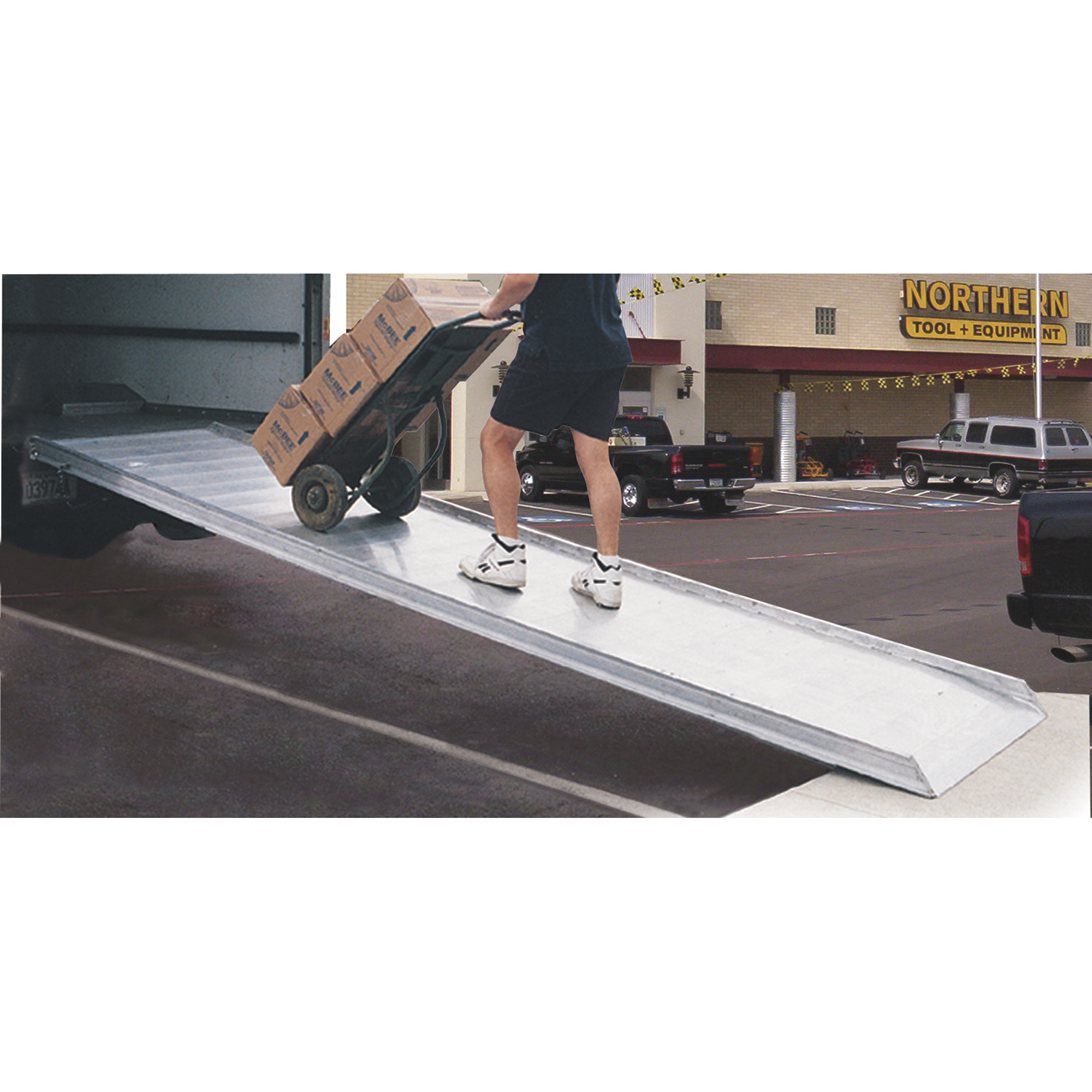 Vestil Aluminum Walk Ramp, Overlap Style, 9ft.L x 38Inch W, Model AWR-38-9A