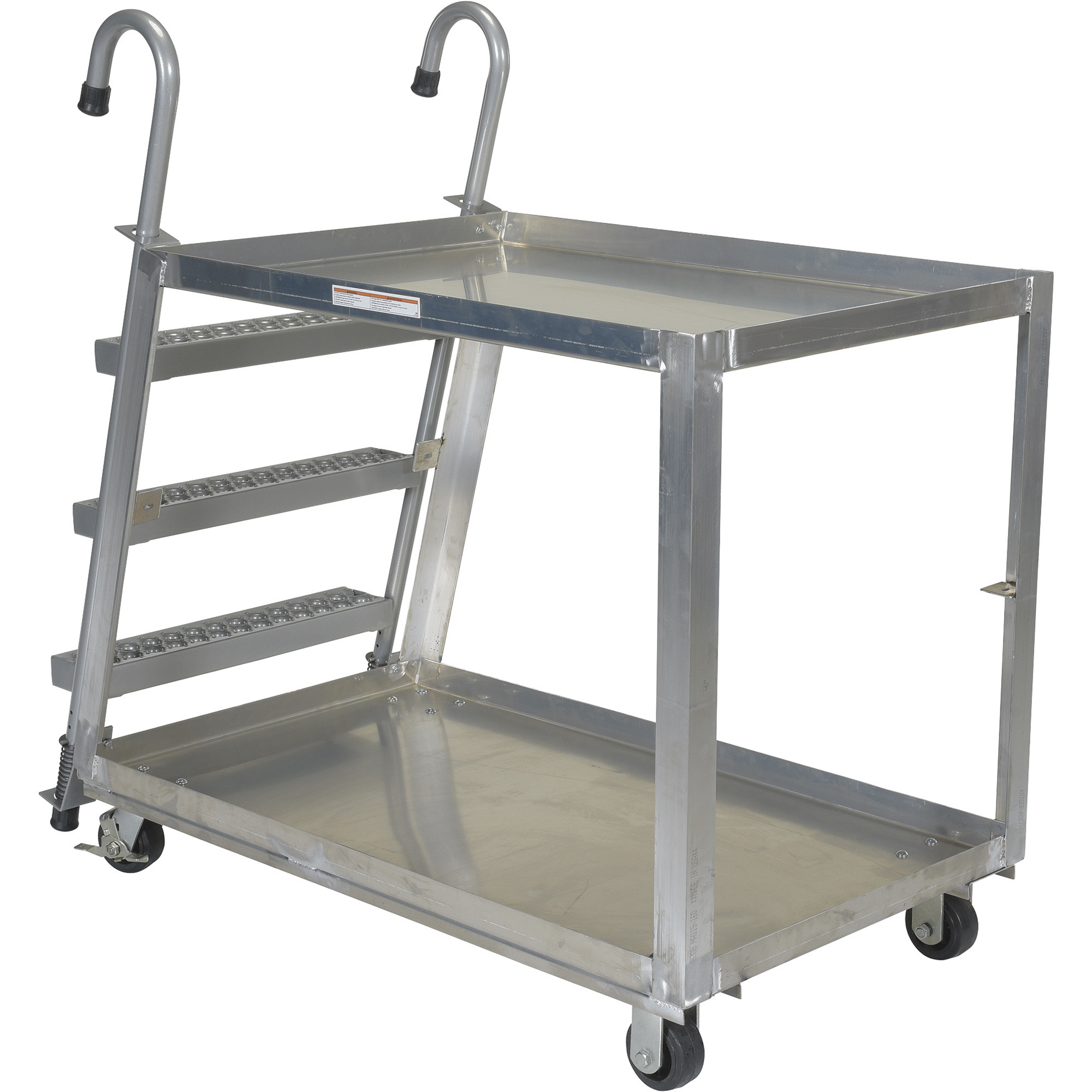 Vestil Stockpicker Truck, Aluminum/Steel, 2 Shelves, 47 3/4Inch L x 27 5/8Inch W Bottom Shelf, Model SPA2-2848