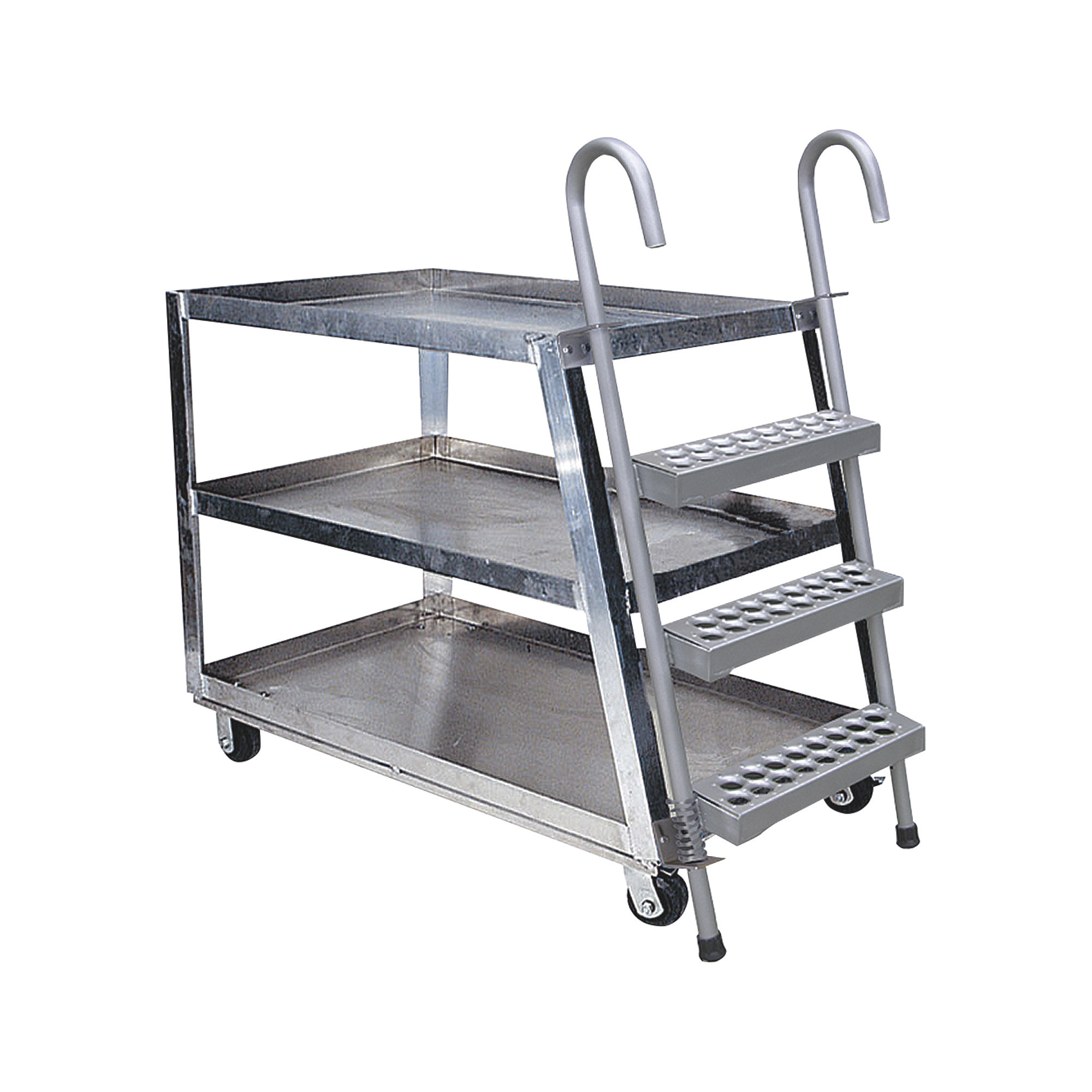 Vestil Stockpicker Truck, Aluminum/Steel, 3 Shelves, 39 3/4Inch L x 27 5/8Inch W Bottom Shelf, Model SPA3-2840