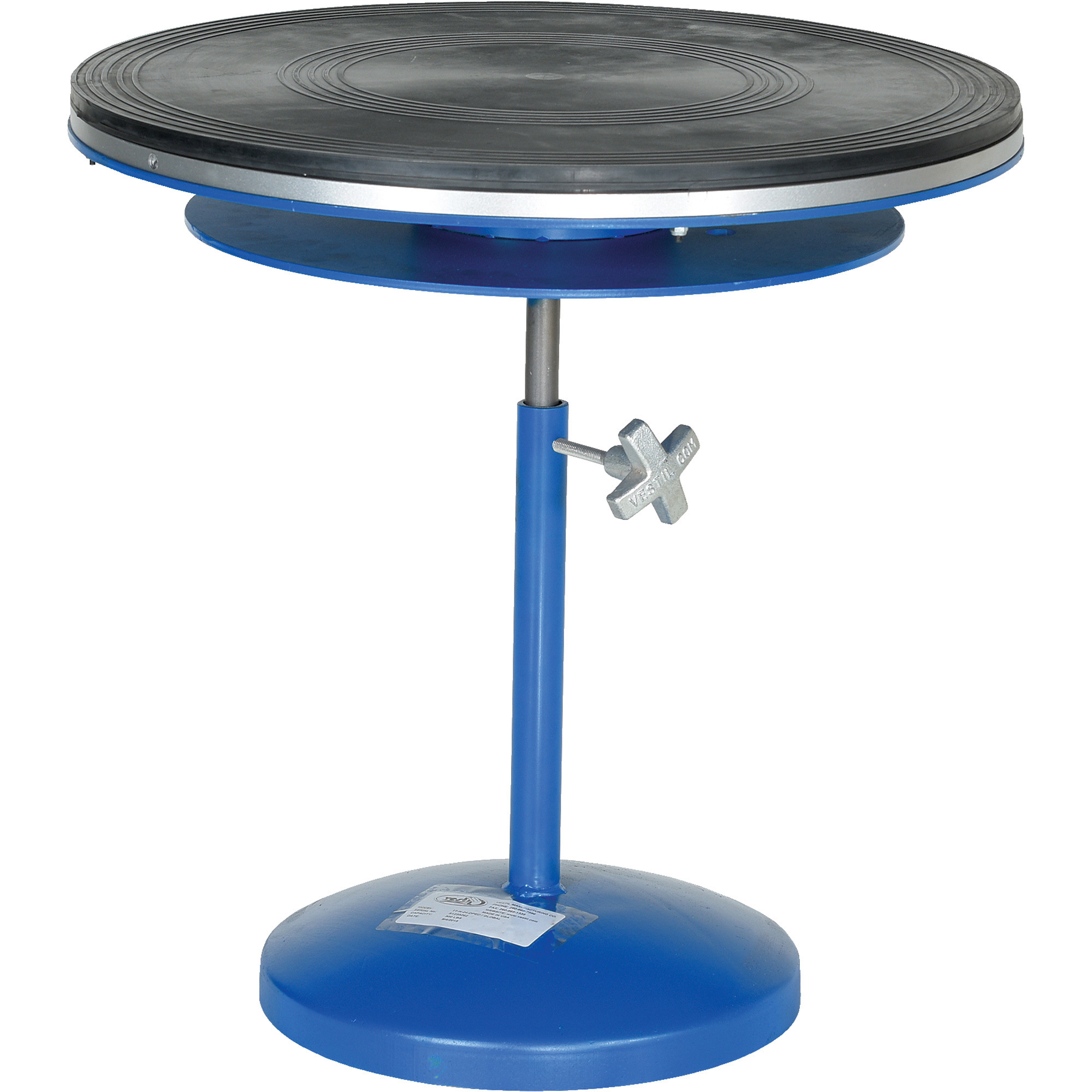 Vestil Heavy-Duty Manual Turntable, Double Tier, With Pedestal, 300-Lb. Capacity, 30Inch Diameter, 22 15/16 Inch-33 15/16 Inch H, Model TT-N-30-DPED