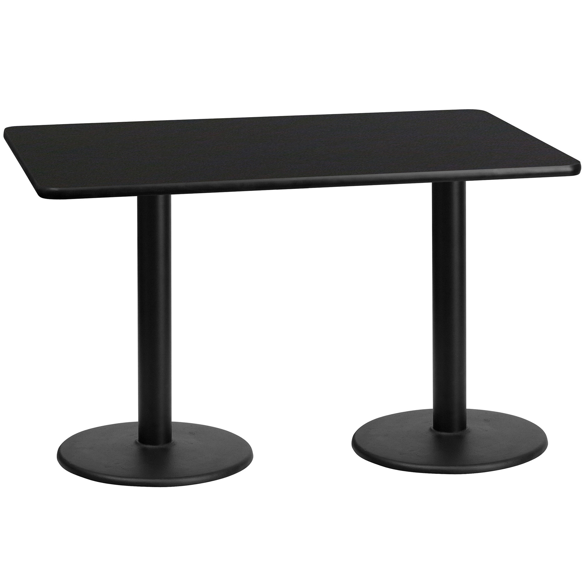 60Inch L x 30Inch W Table with Laminate Top and Round Base — Reversible Black/Mahogany Top, Model - Flash Furniture XUBK3060TR18