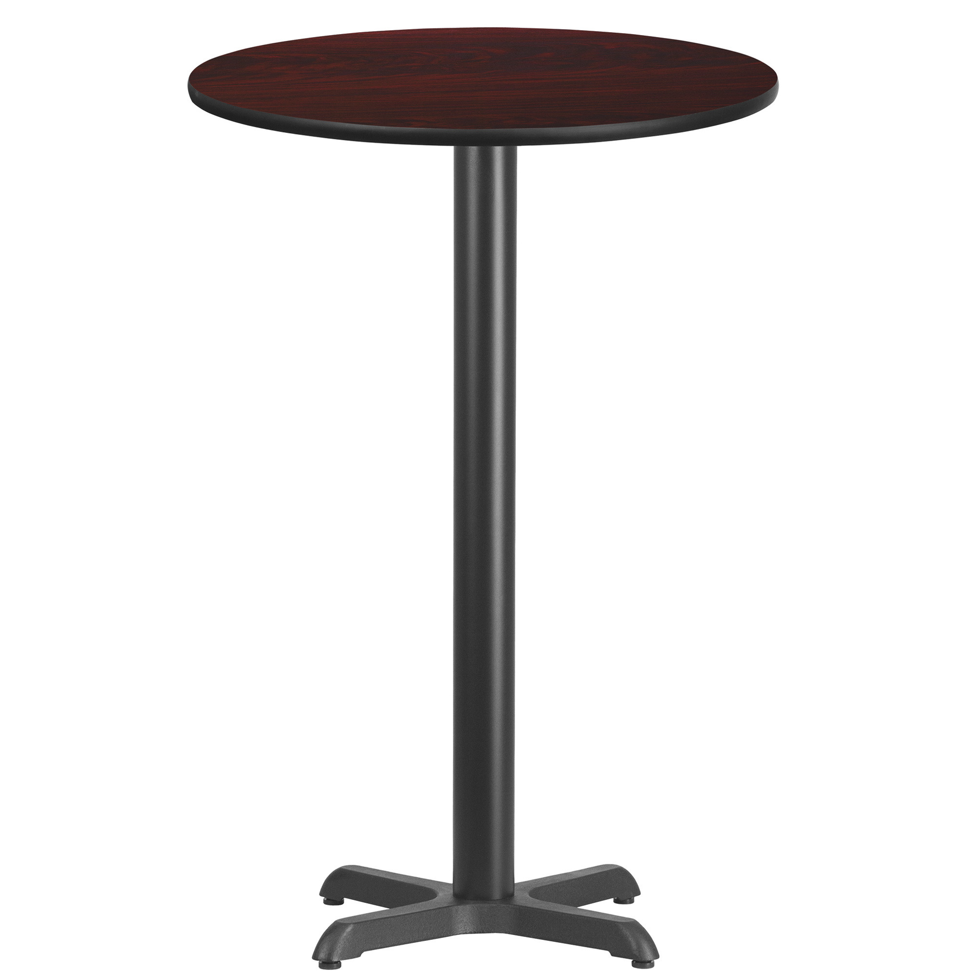 24Inch Round Bar Table with Laminate Top and X-Base — Reversible Black/Mahogany Top, Model - Flash Furniture XURD24MAT2222B