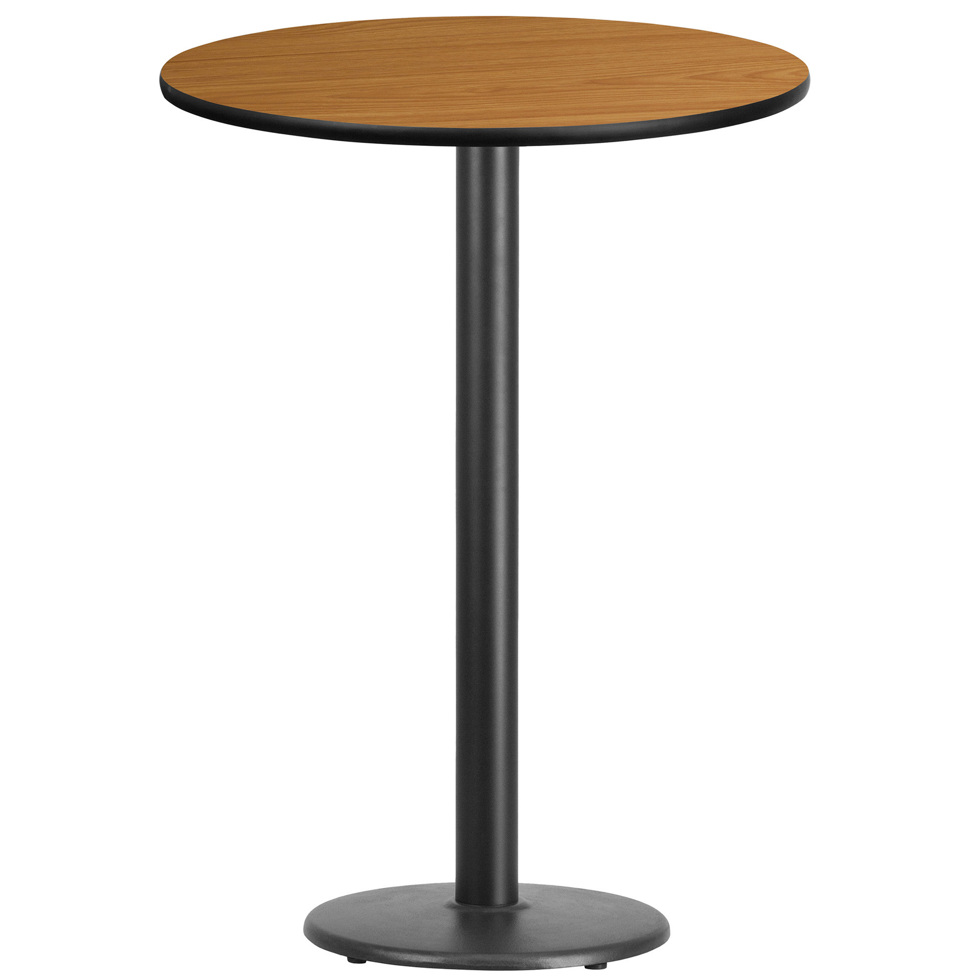 Flash Furniture 30Inch Round Bar Table with Round Base â Reversible Natural/Walnut Top, Model XURD30NTTR18B