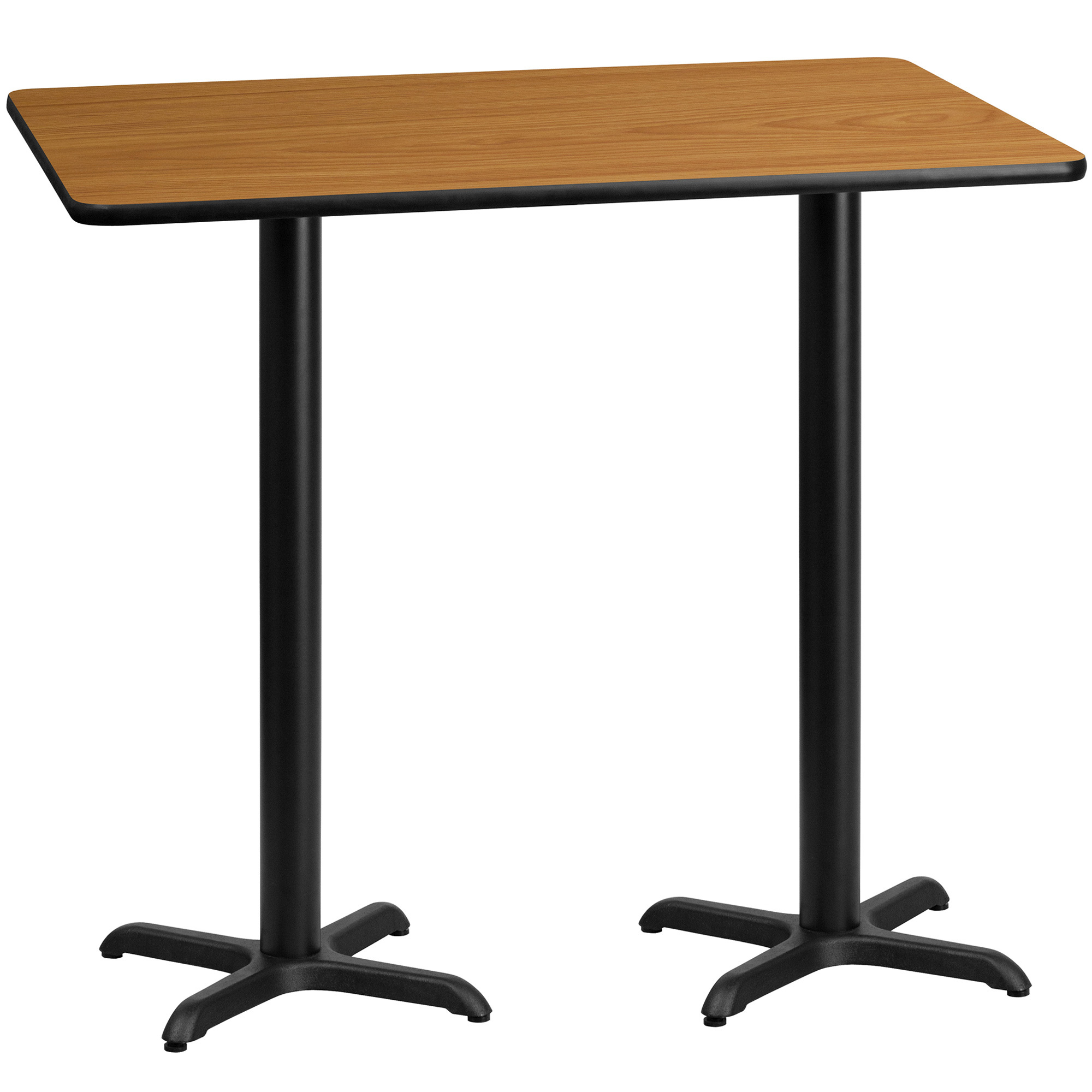 30Inch x 60Inch Bar Table with Laminate Top and X-Base — Reversible Natural/Walnut Top, Model - Flash Furniture XUNT3060T2222B