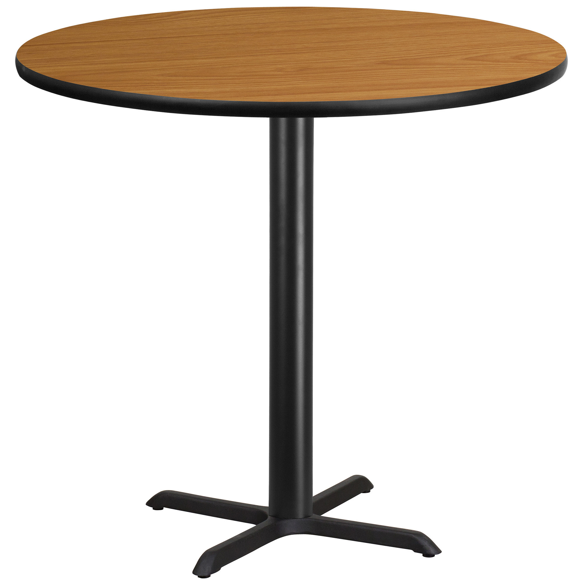 Flash Furniture 42Inch Round Bar Table with Laminate Top and X-Base â Reversible Natural/Walnut Top, Model XURD42NTT3333B