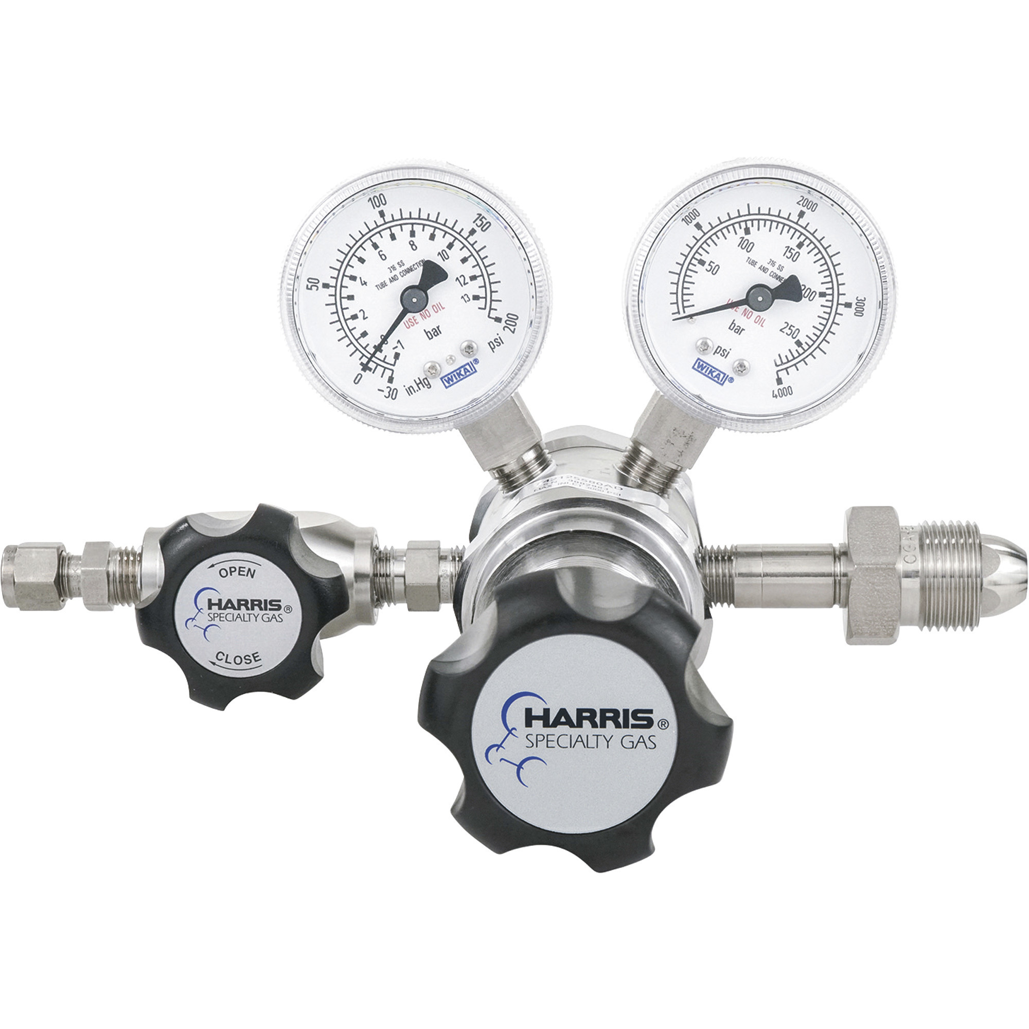 Harris Corrosive Gases Specialty Gas Lab Regulator, CGA 580, Two-Stage, Stainless Steel, 0-125 PSI, Model HP742-125-580-AD